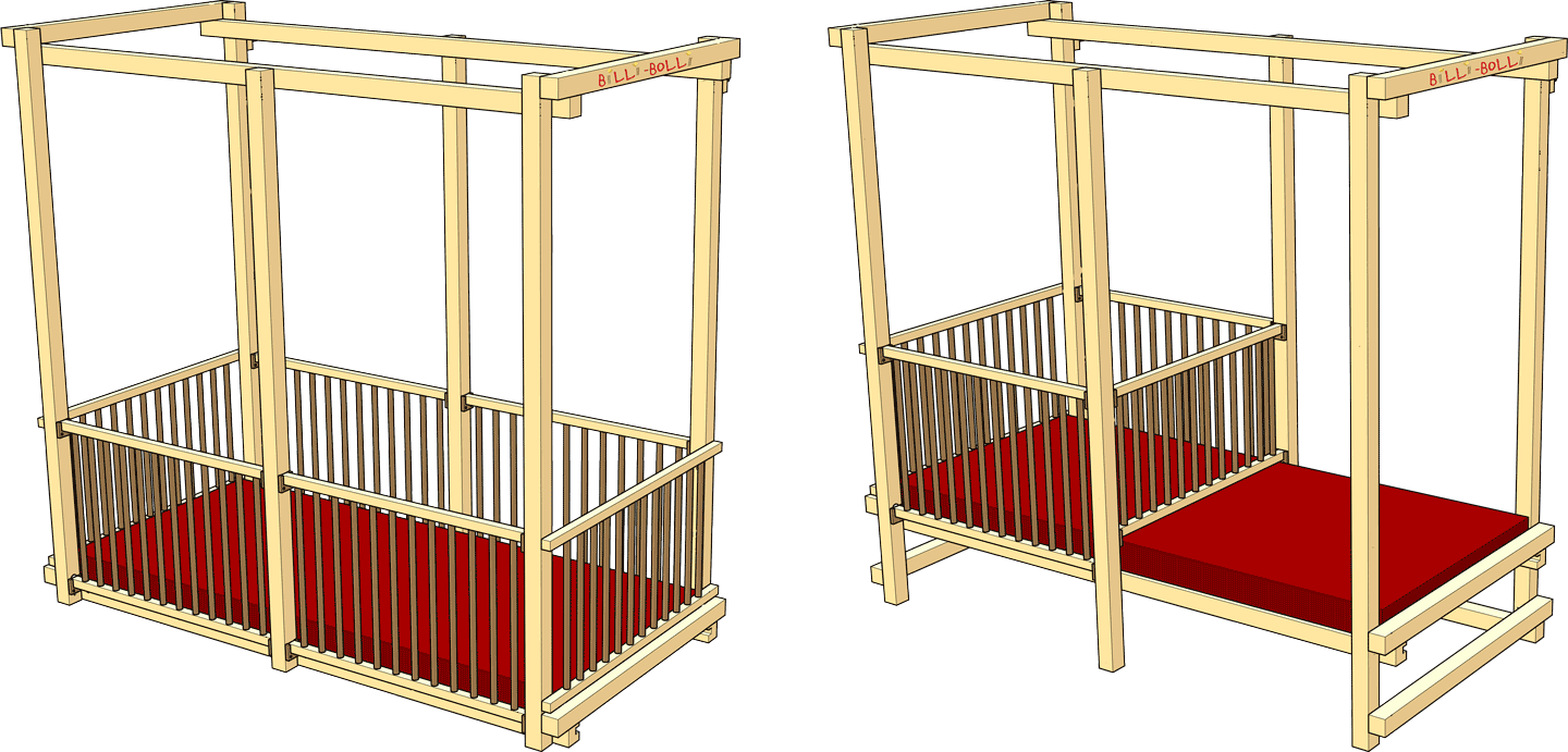 Hochbett mitwachsend. Aufbauvariante 2: Babybett