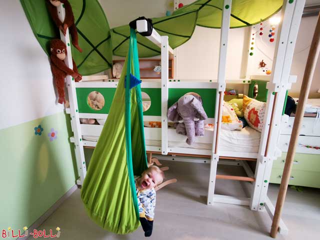 Dschungel-Hochbett weiß lackiert für Kleinkinder ab 3 Jahren (Hochbett mitwachsend)