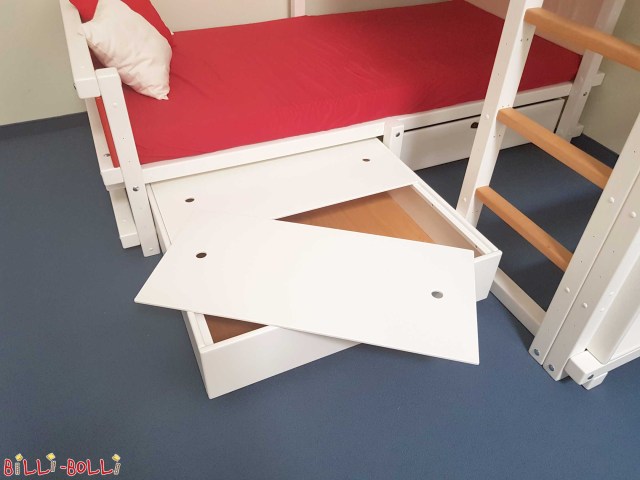 Die Bettkastenabdeckung, hier in weiß lackiert. Auch der Bettkasten ist in … (Bettkästen)