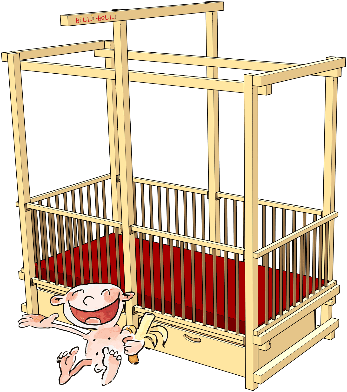 Babybett mit Gittern für Neugeborene und Kleinkinder