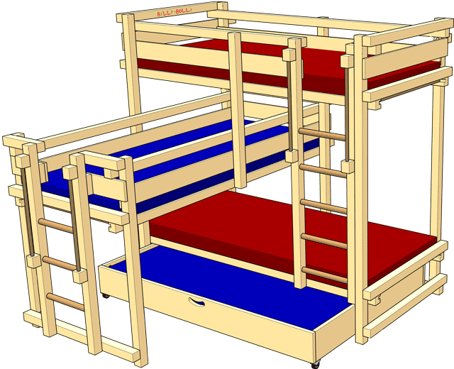 Weitere (Aufbau-)Varianten unserer Dreier-Etagenbetten