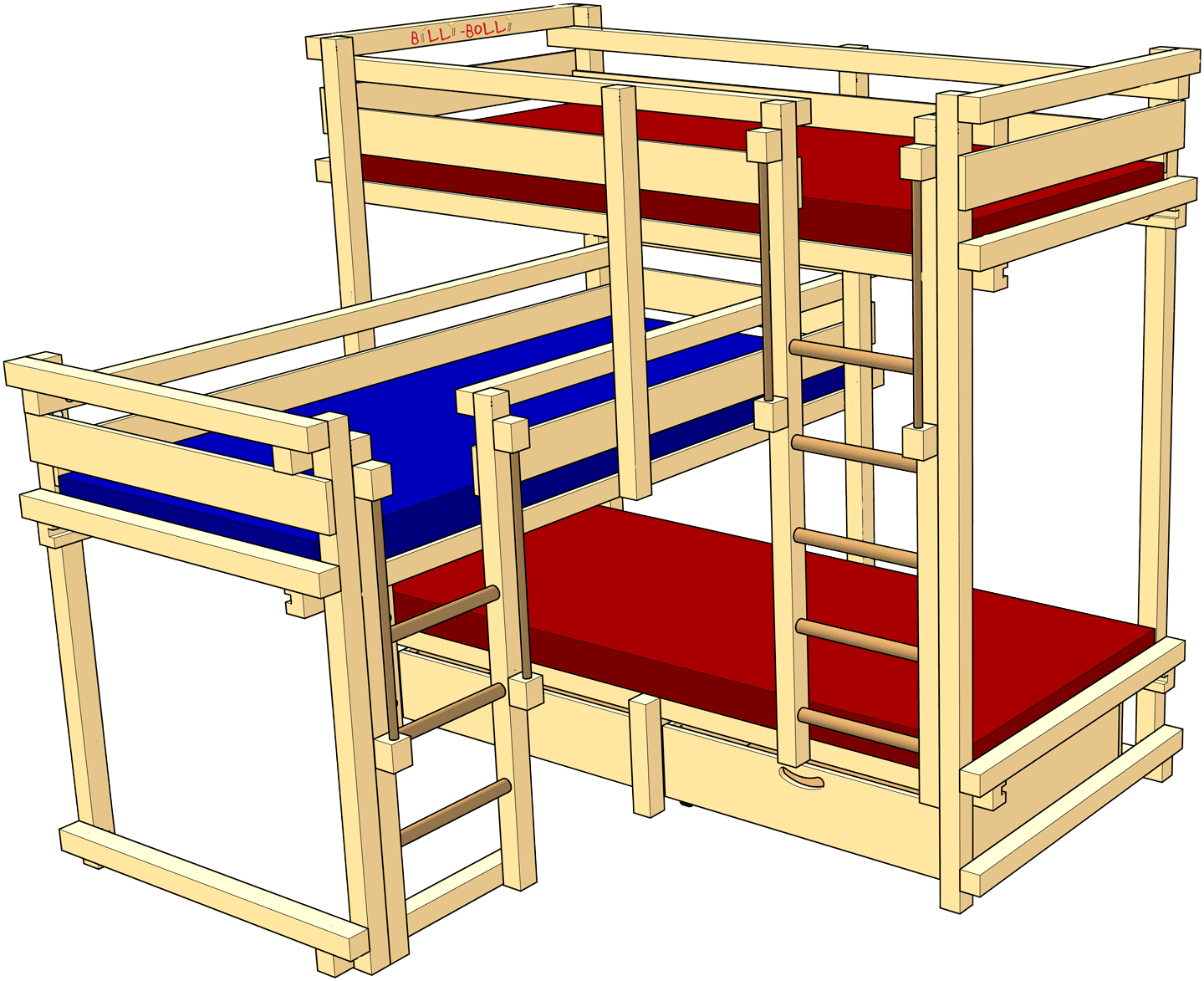 Dreier-Etagenbett Typ 1A