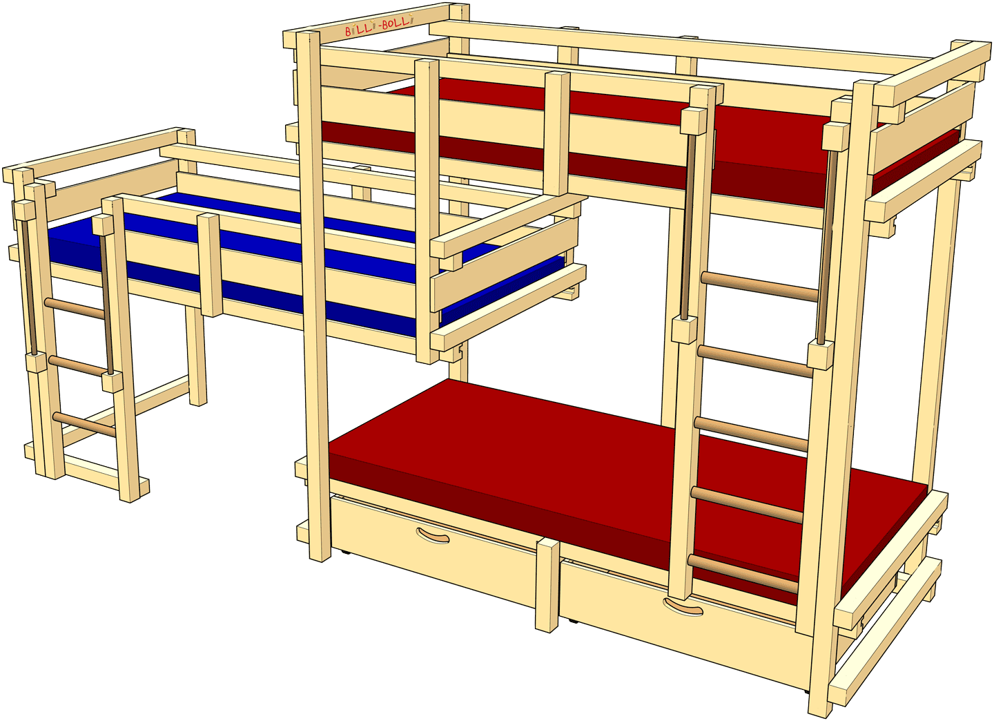 Dreier-Etagenbett Typ 1C