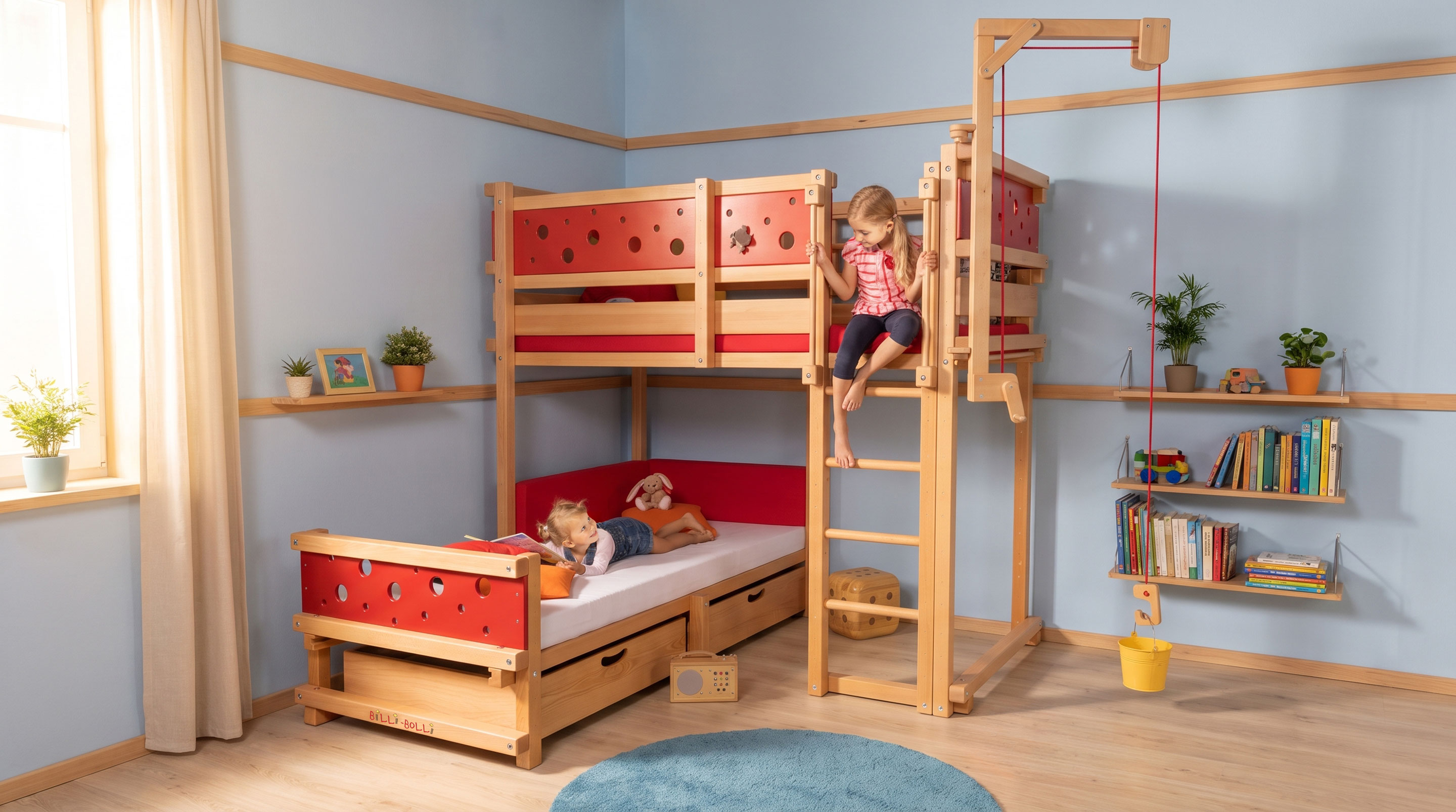 Etagenbett-über-Eck: das Eck-Bett für 2 Kinder