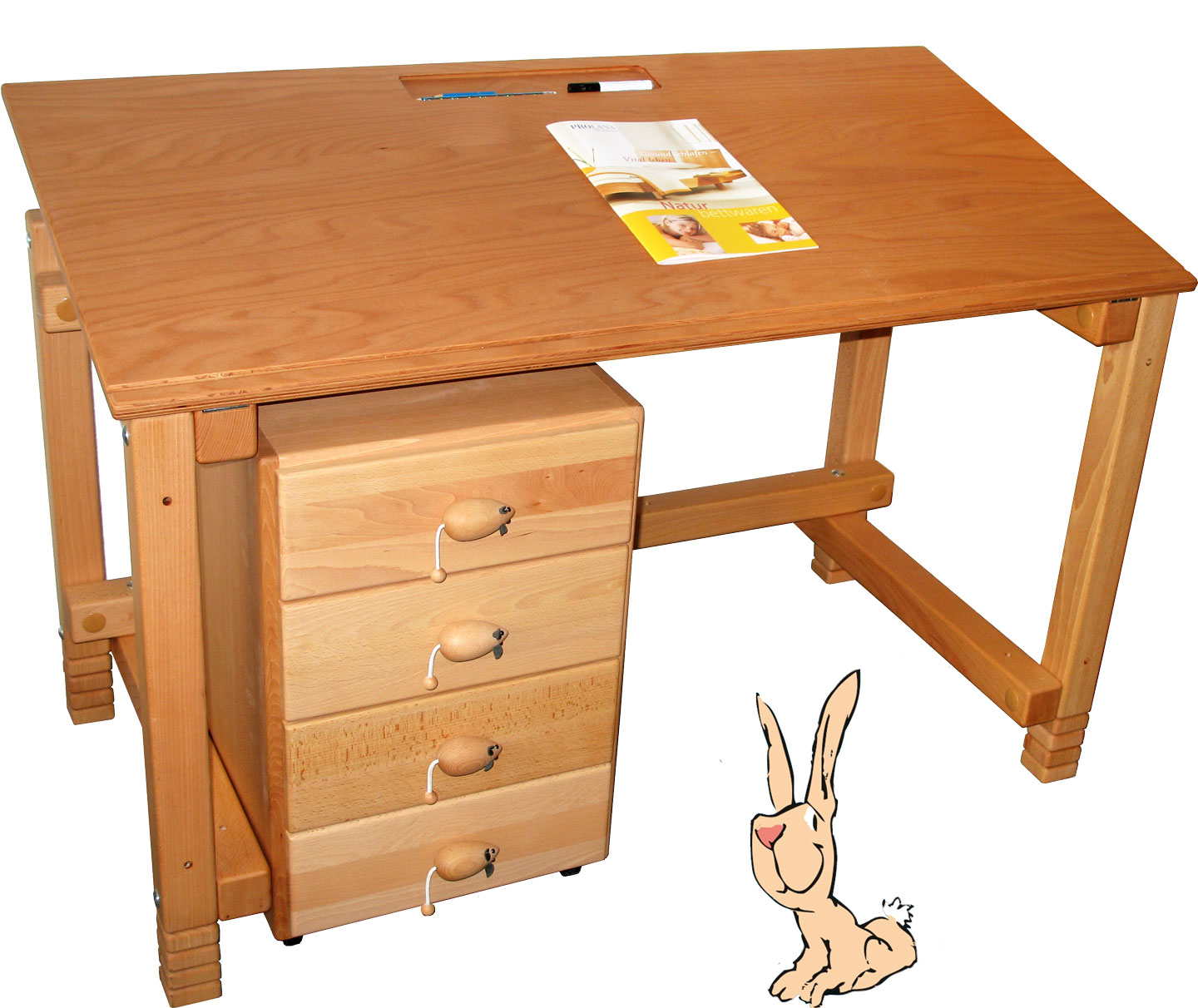 Kinderschreib&shy;tisch und Rollcontainer (Kindermöbel)