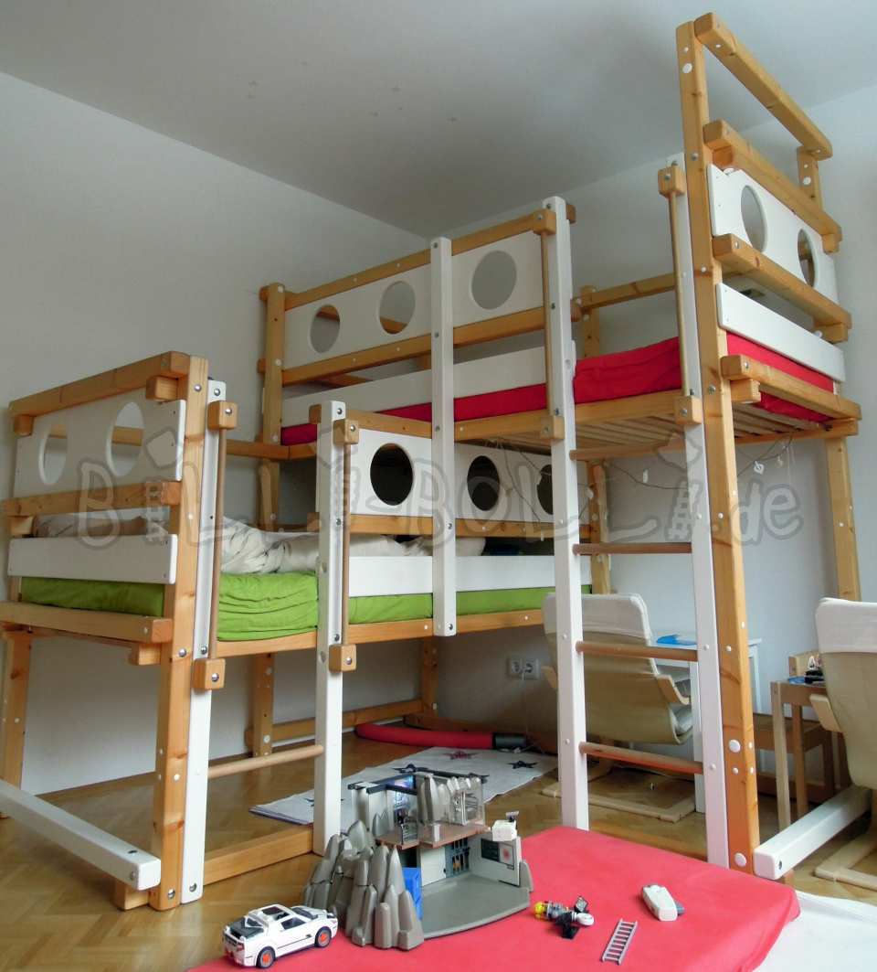 Beide-oben-Bett 1A, 90 x 200 cm, Fichte geölt-gewachst (Kategorie: Etagenbett gebraucht)