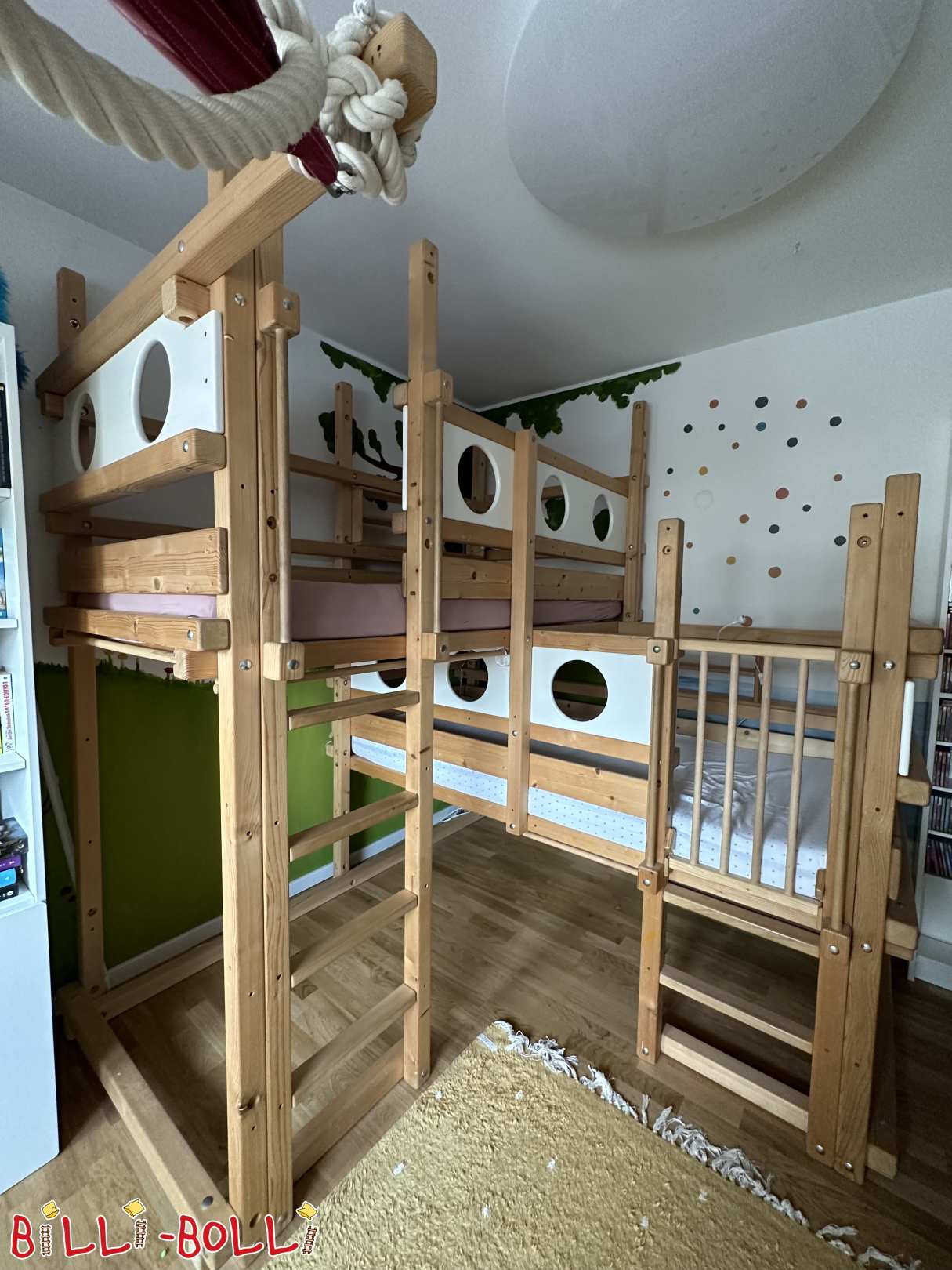 Beide-oben-Bett über Eck in Fichte geölt, Nähe Wiesbaden (Kategorie: Beide-oben-Etagenbetten gebraucht)