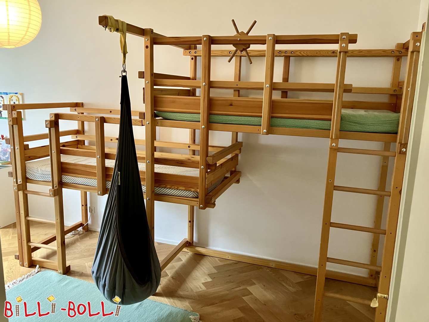 Beide-oben-Etagenbett, 3/4 versetzt, Kiefer geölt, in Darmstadt (Kategorie: Beide-oben-Etagenbetten gebraucht)