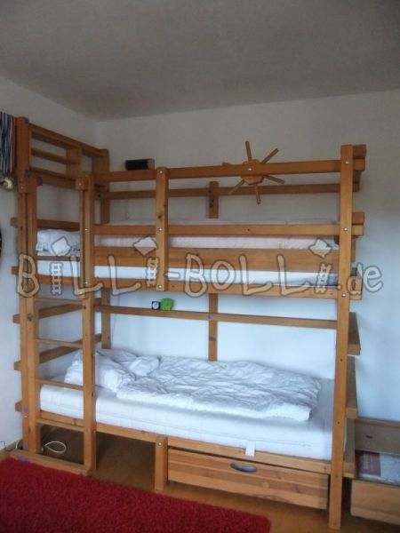 Bett über Eck oder Etagenbett, Fichte mit Honig-/Bernsteinölbehandlung (Etagenbett gebraucht) Bett über Eck oder Etagenbett, Fichte mit Honig-/Bernsteinölbehandlung (Etagenbett gebraucht)