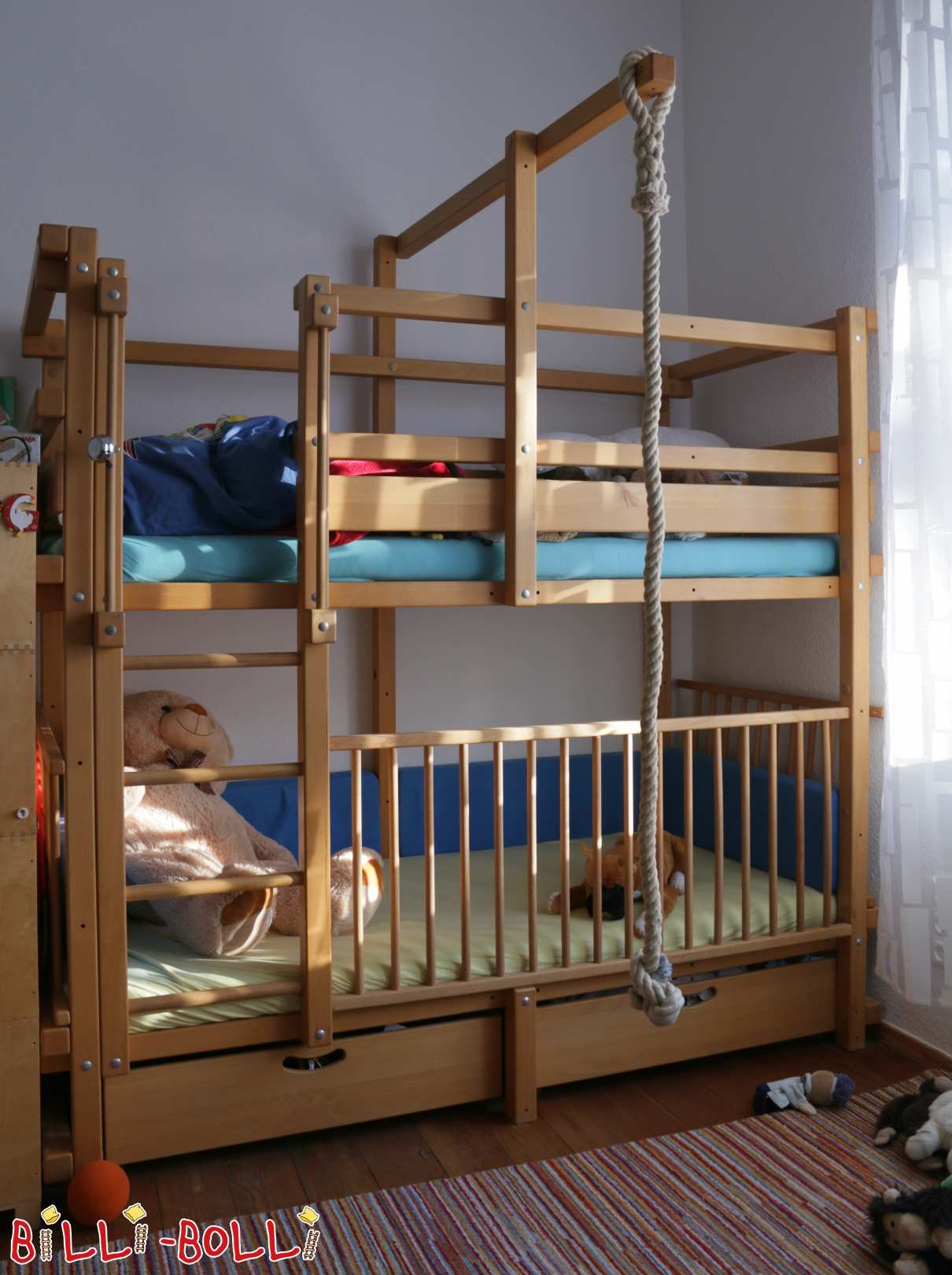 Billi-Bolli Etagenbett 90 x 200 cm Buche geölt, Heidelberg (Kategorie: Etagenbett gebraucht)