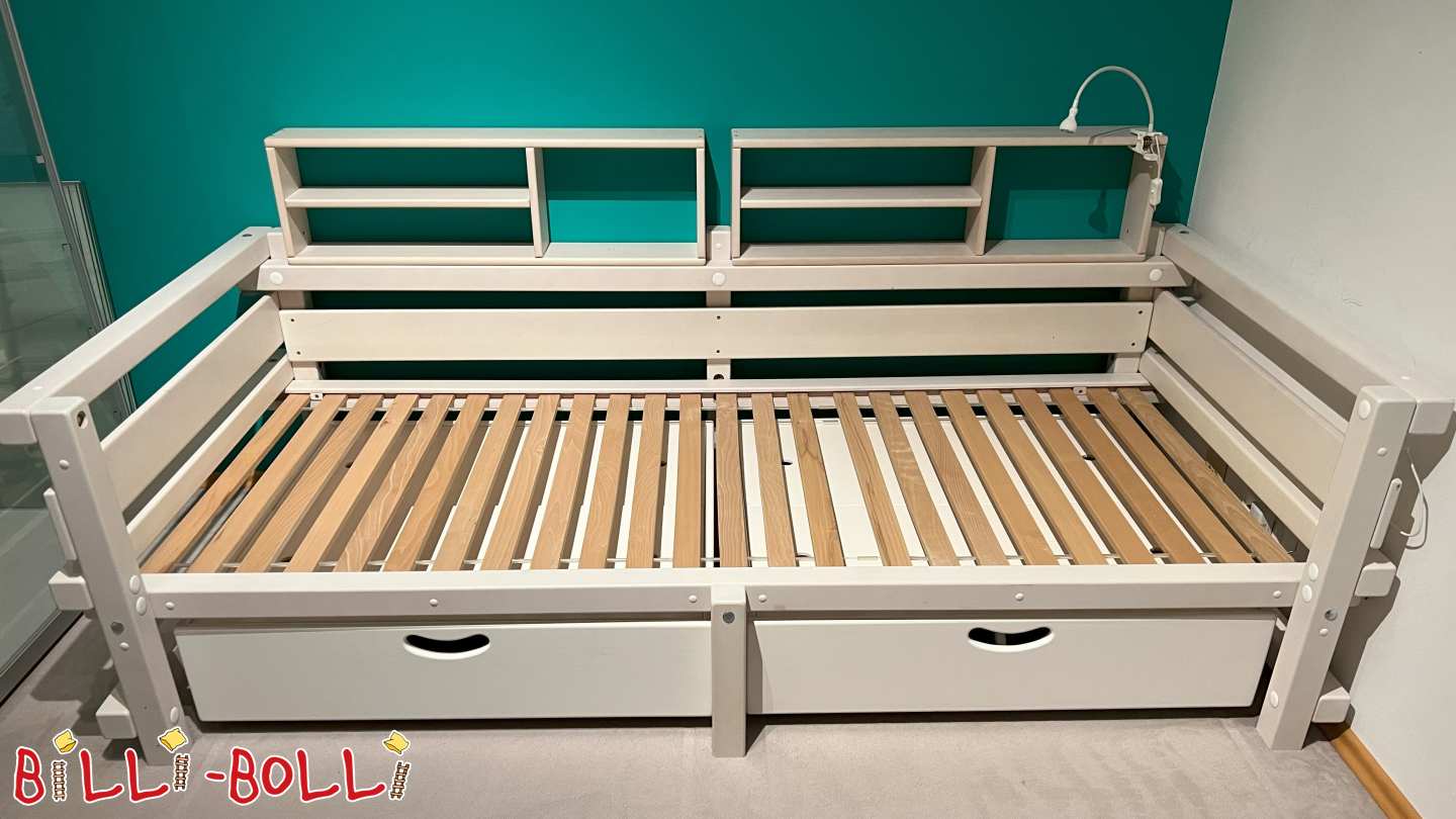 Billi Bolli Jugendbett 90x200 Buche weiß lasiert (Kategorie: Jugendbetten niedrig gebraucht)