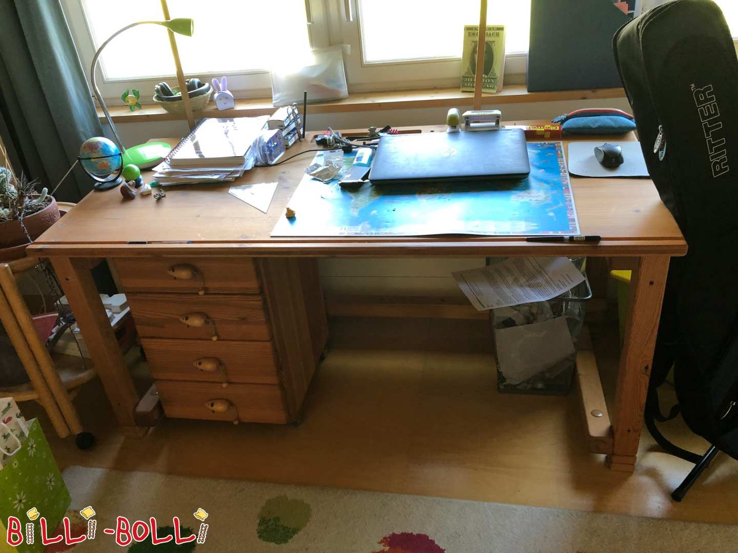 Billi-Bolli Schreibtisch und Rollcontainer (Kategorie: Kindermöbel gebraucht)