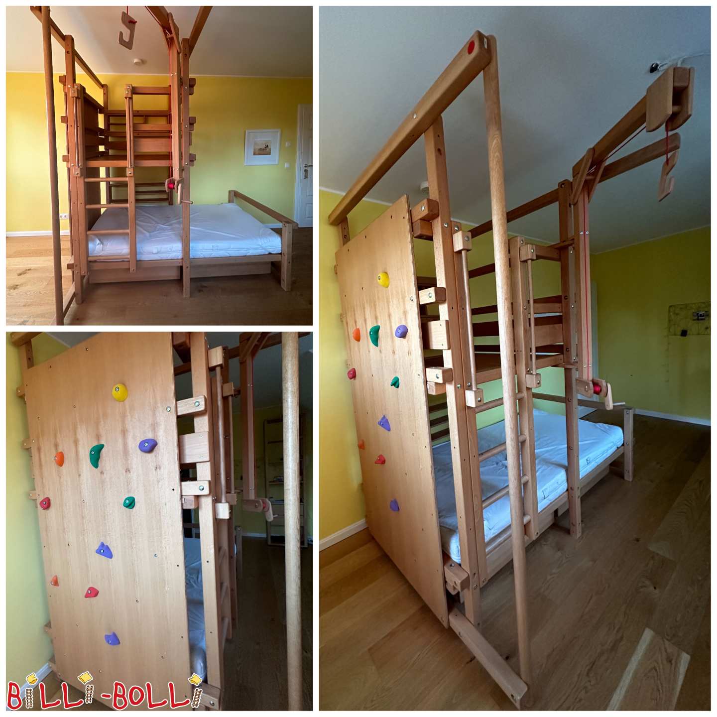 Dachschrägenbett 100 x 200 cm Buche geölt-gewachst mit Zubehör (Kategorie: Dachschrägenbett gebraucht)