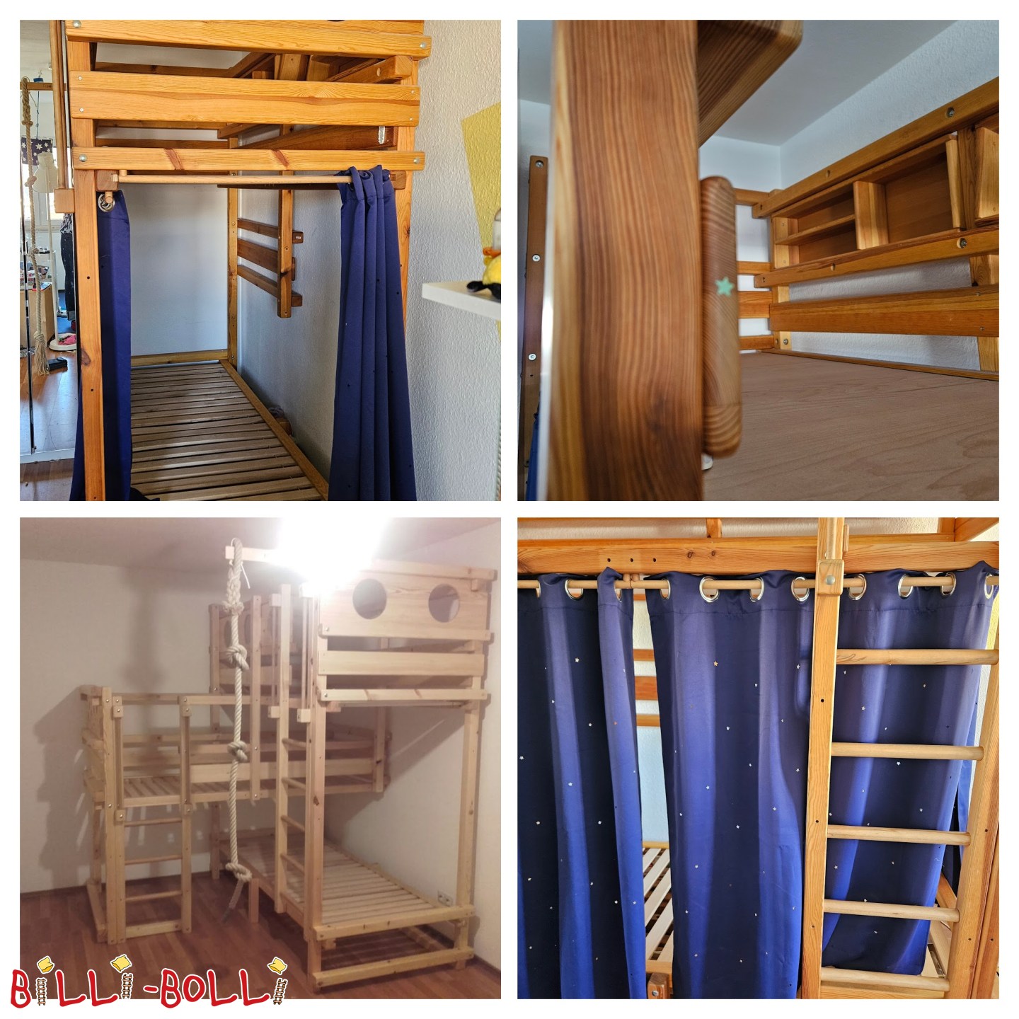 Inserat 7079: Dreierbett 2A über Eck, Zubehör: Regal, Tau, Mäuse- & Bullaugenbrett Dreierbett 2A über Eck, Zubehör: Regal, Tau, Mäuse- & Bullaugenbrett (Kategorie: Dreier-Etagenbetten gebraucht)