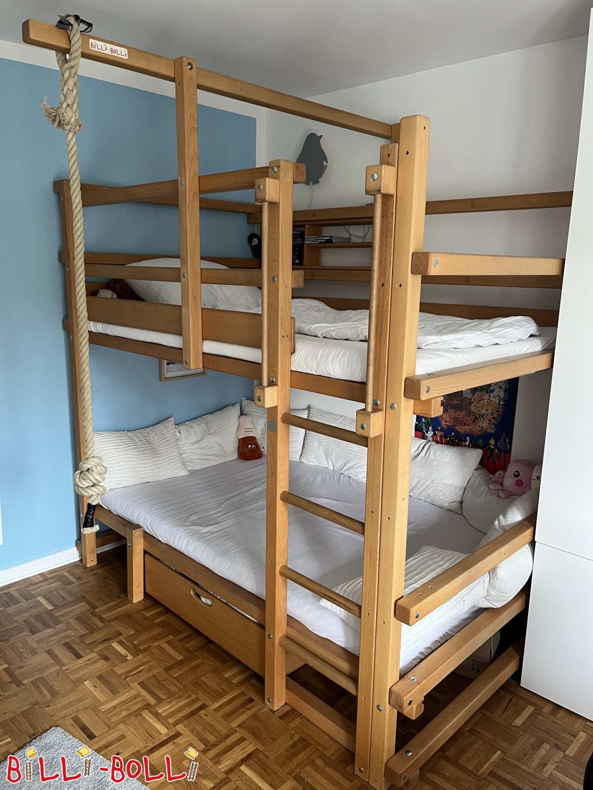 Etagenbett-seitlich-versetzt, Buche geölt-gewachst, in Bonn (Kategorie: Etagenbett-seitlich-versetzt gebraucht)