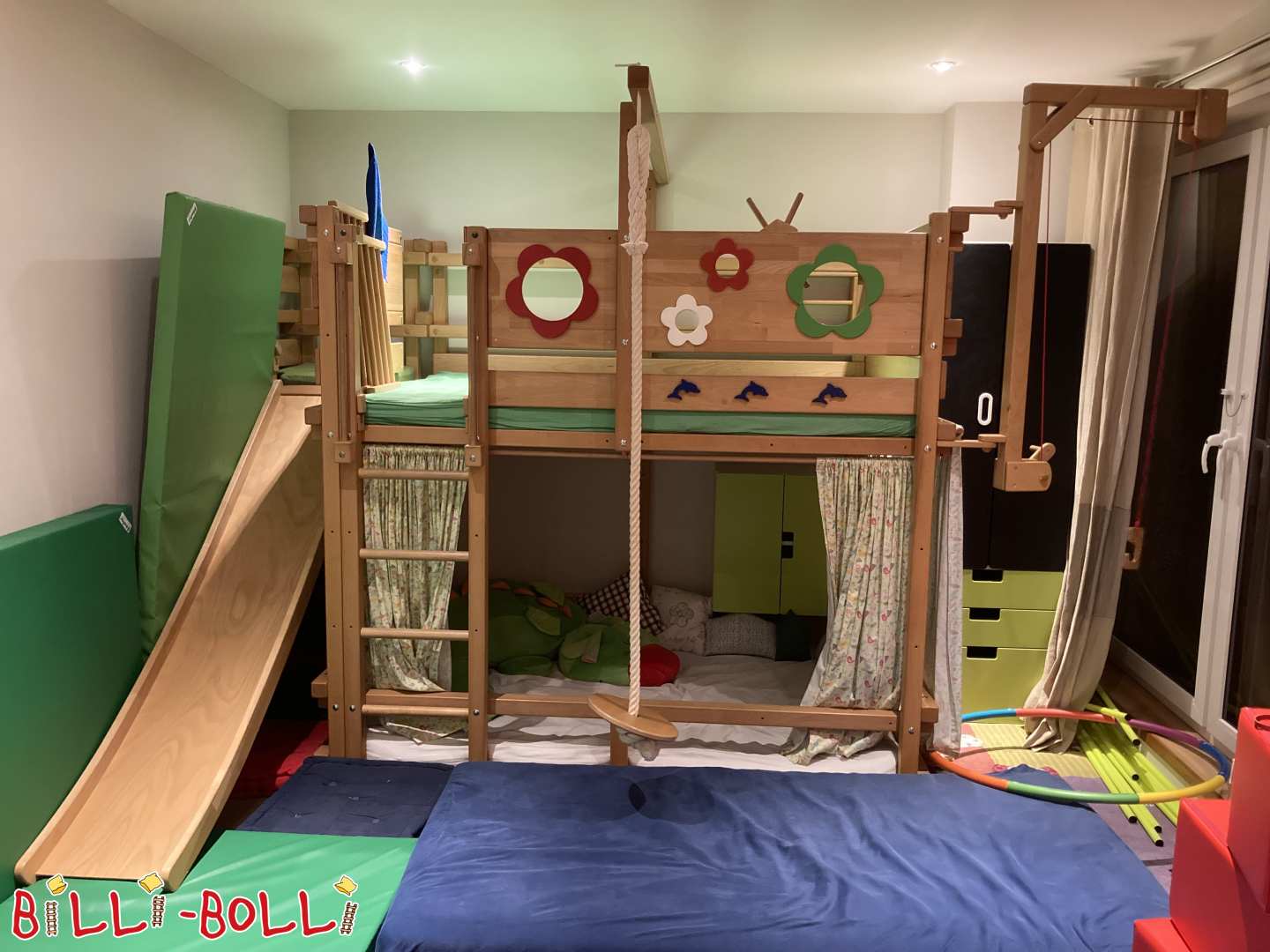 Etagenbett 140x200cm mit Rutschenturm, Steuerrad, Spielkran u.v.m. (Kategorie: Etagenbett gebraucht)