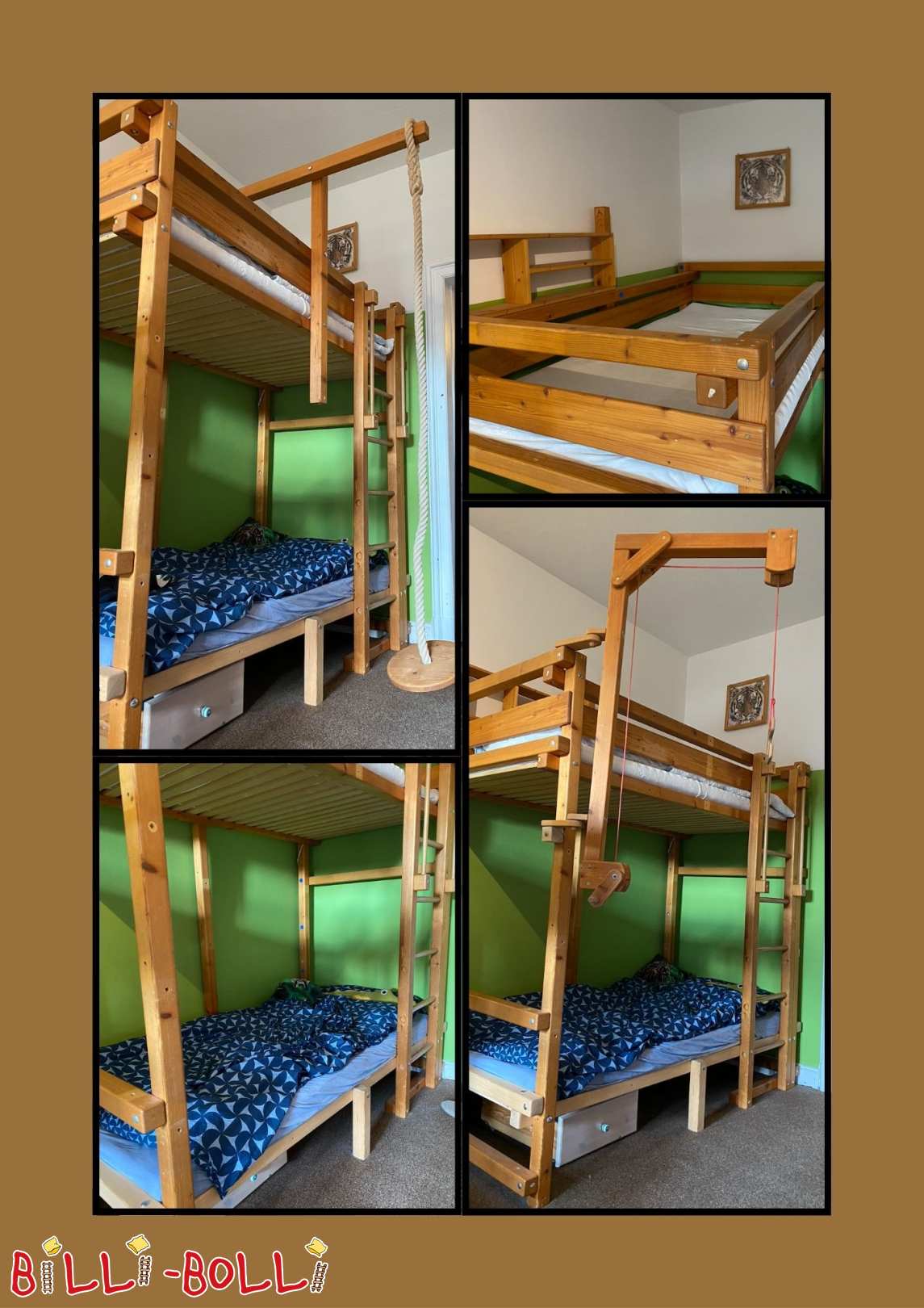 Etagenbett 190x90 mit Kran und Schaukel (Kategorie: Hochbett mitwachsend gebraucht)
