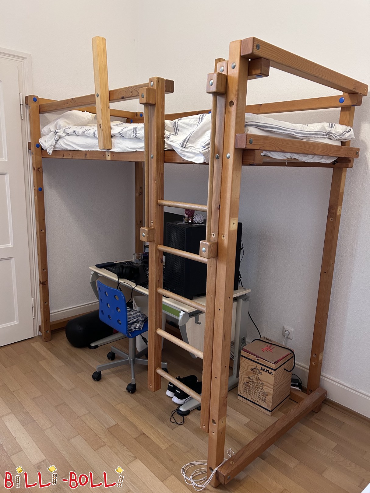 Etagenbett 90 x 200cm in Kiefer geölt mit Zubehör (Kategorie: Etagenbett gebraucht)
