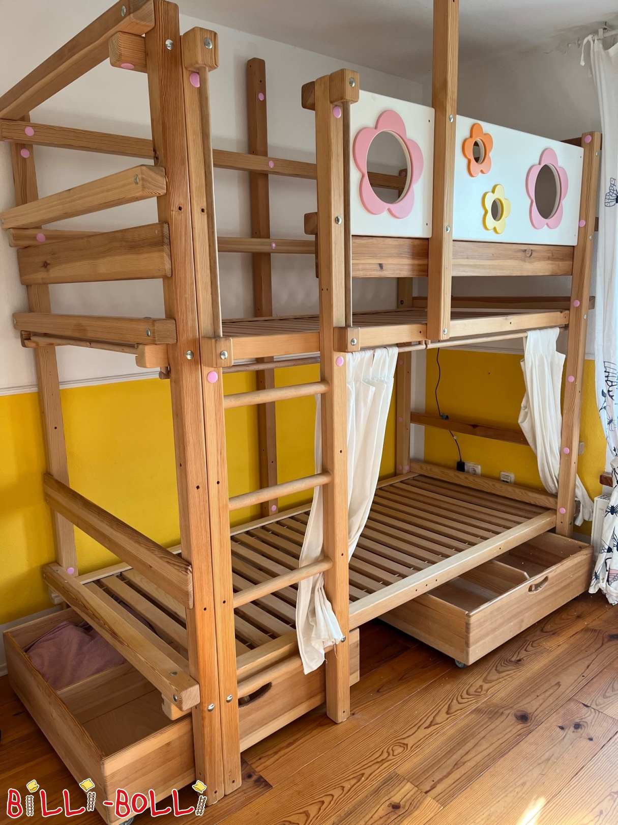 Etagenbett 90x200 cm, mit Blumenbrett für Mädchen (Kategorie: Etagenbett gebraucht)