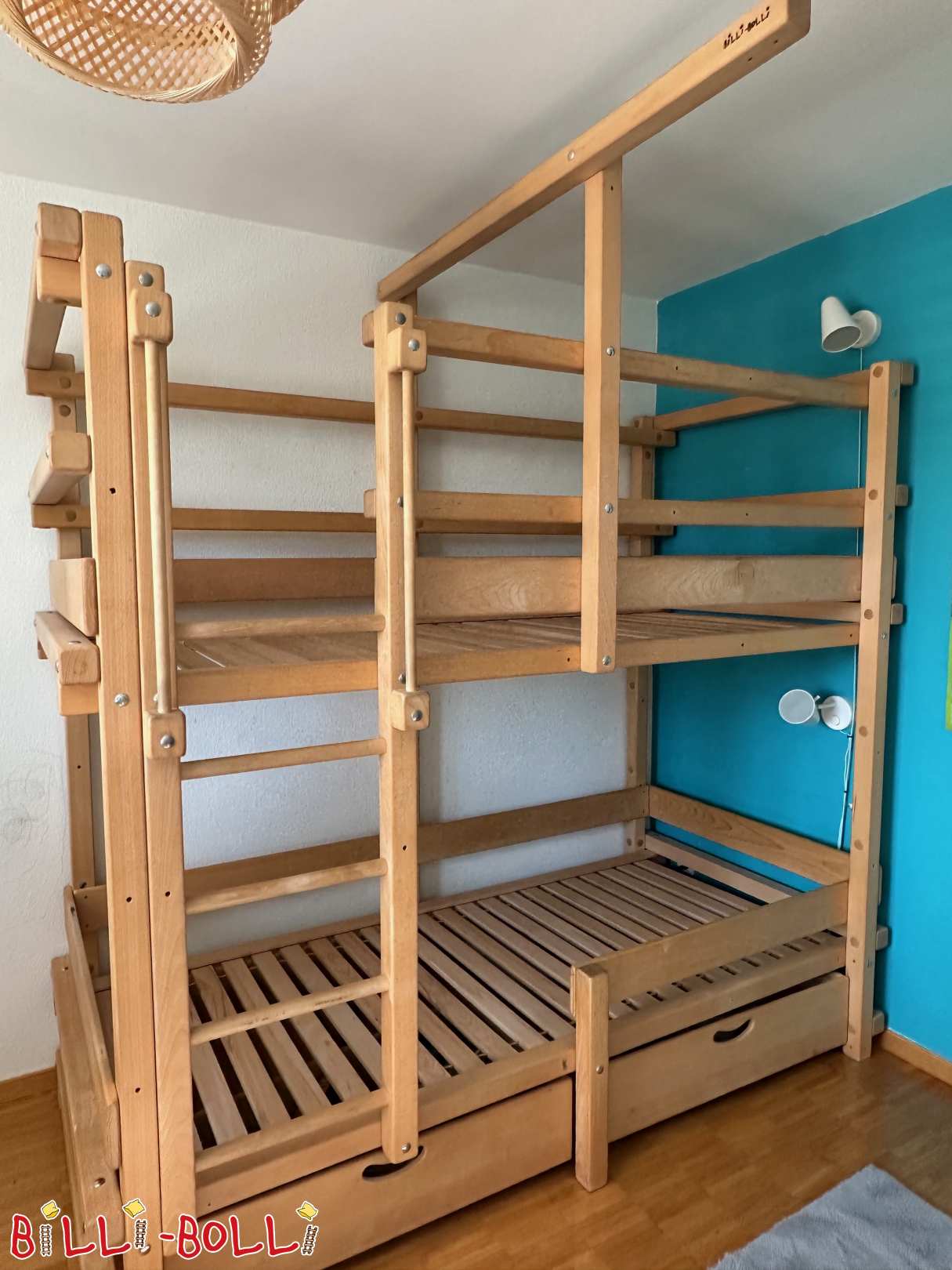 Etagenbett 90x200 cm, Buche unbehandelt (Kategorie: Zubehör/Erweiterungsteile gebraucht)