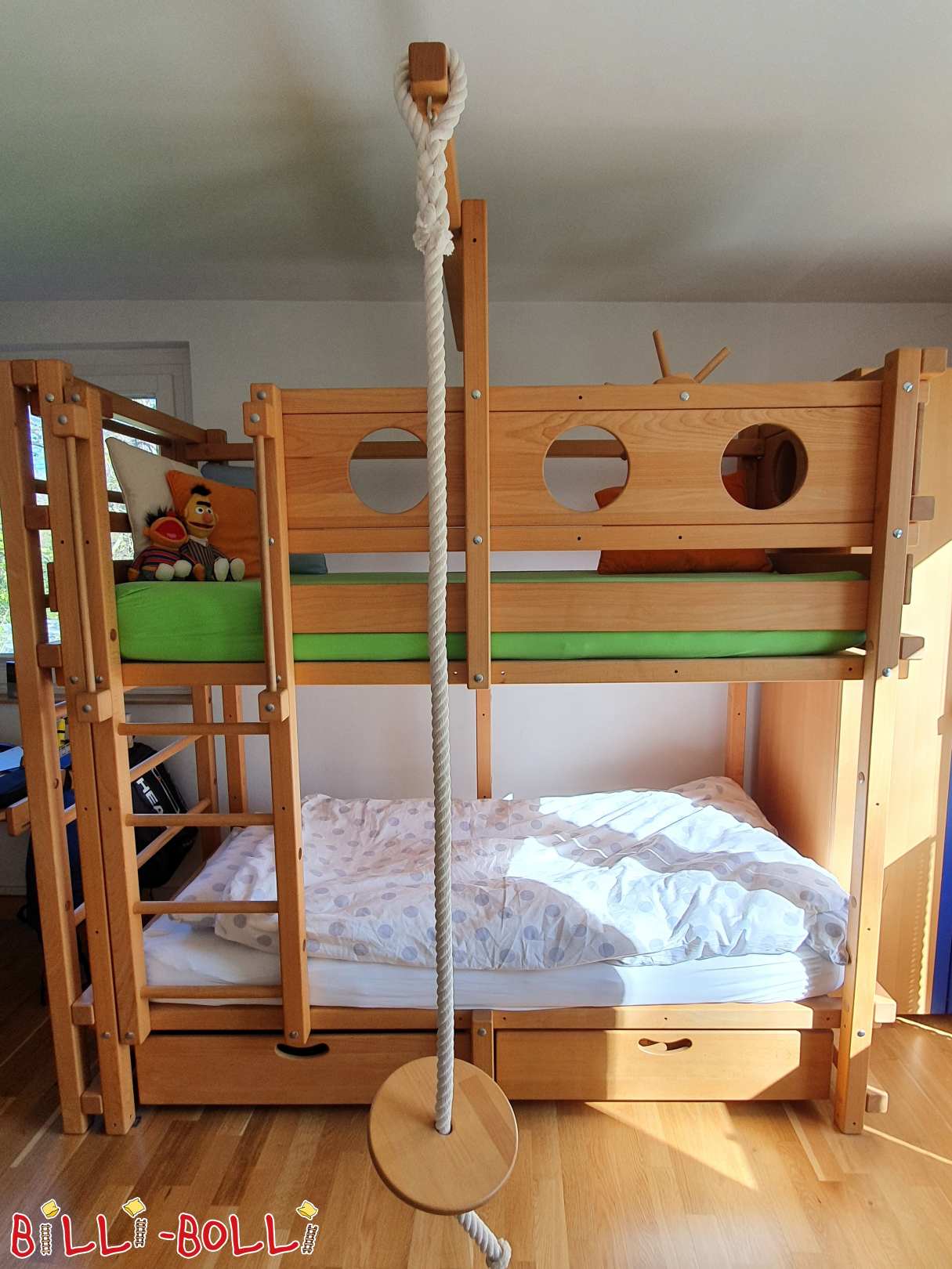 Etagenbett aus Buche, geölt-gewachst (Hochbett gebraucht) Etagenbett aus Buche, geölt-gewachst (Hochbett gebraucht)