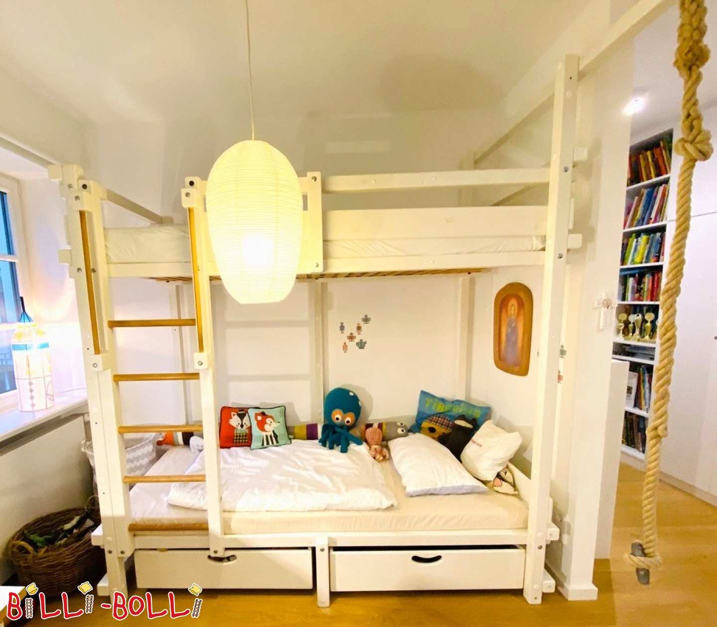 Etagenbett aus Kiefer weiß lackiert (Kategorie: Etagenbett gebraucht)