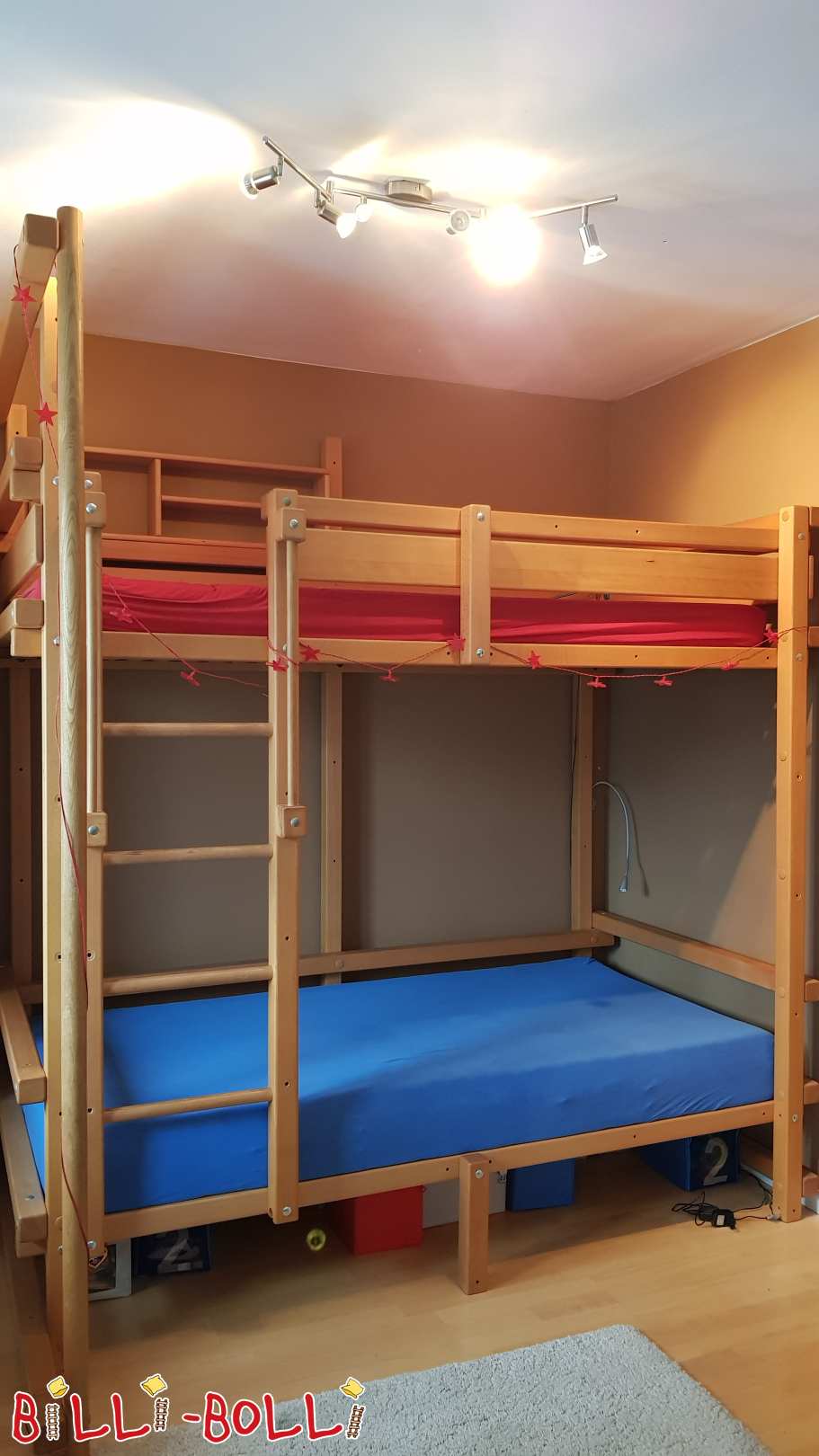 Etagenbett Buche in 100x200 mit viel Zubehör (Kategorie: Etagenbett gebraucht)