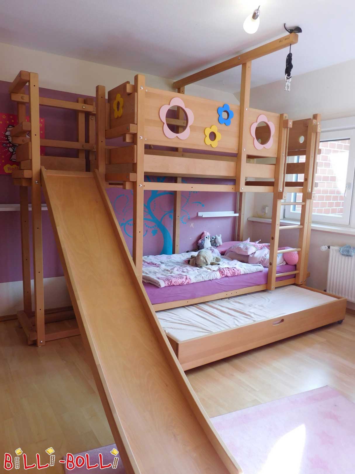 Etagenbett, Buche, inkl. Bettkastenbett, Rutschenturm und Rutsche (Kategorie: Etagenbett gebraucht)