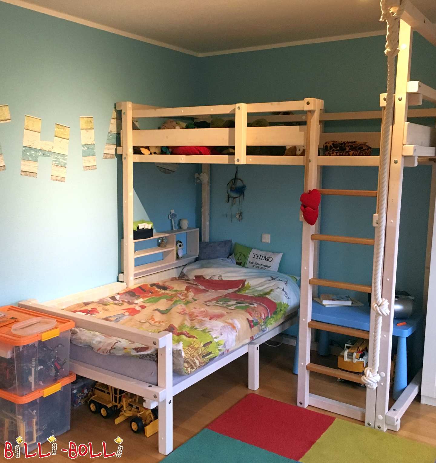 Etagenbett bzw. Etagenbett-über-Eck aus Fichte weiß lasiert in Jüchen (Hochbett gebraucht) Etagenbett bzw. Etagenbett-über-Eck aus Fichte weiß lasiert in Jüchen (Hochbett gebraucht)