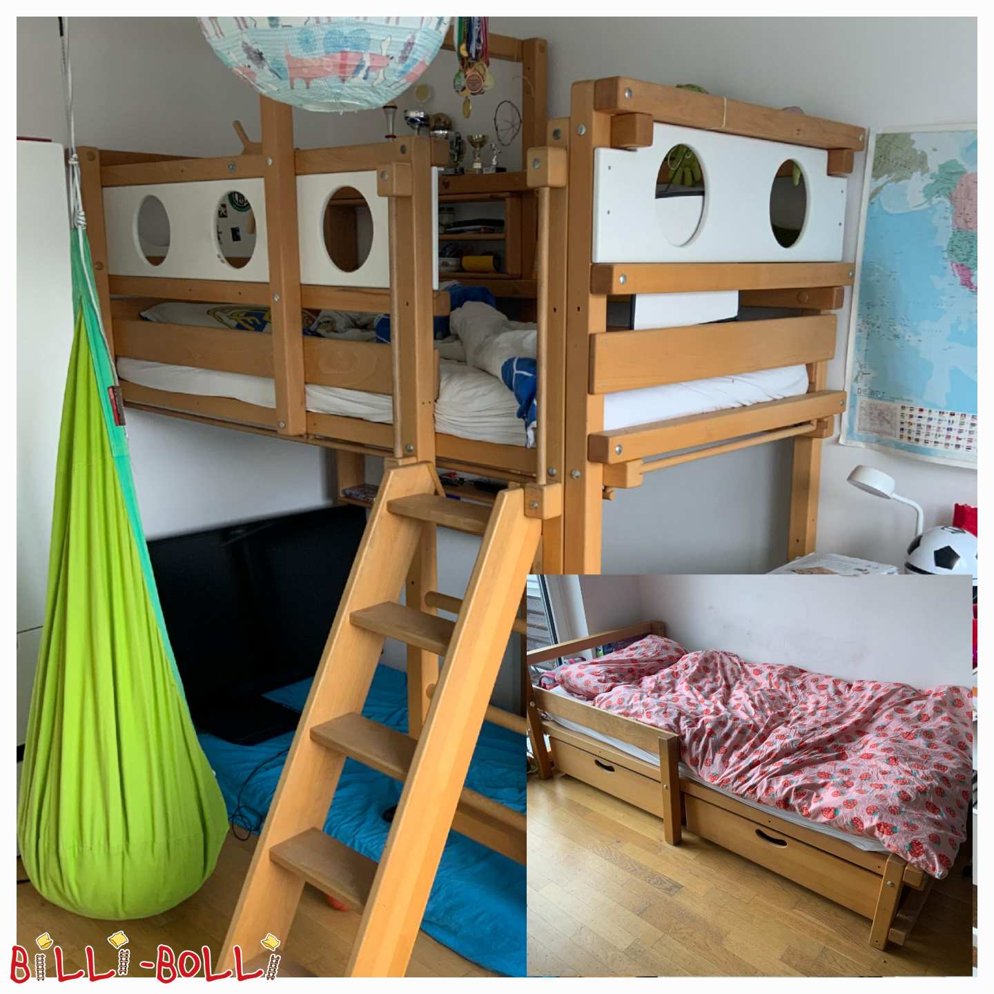 Etagenbett in Buche mit Zubehör (Kategorie: Etagenbett gebraucht)
