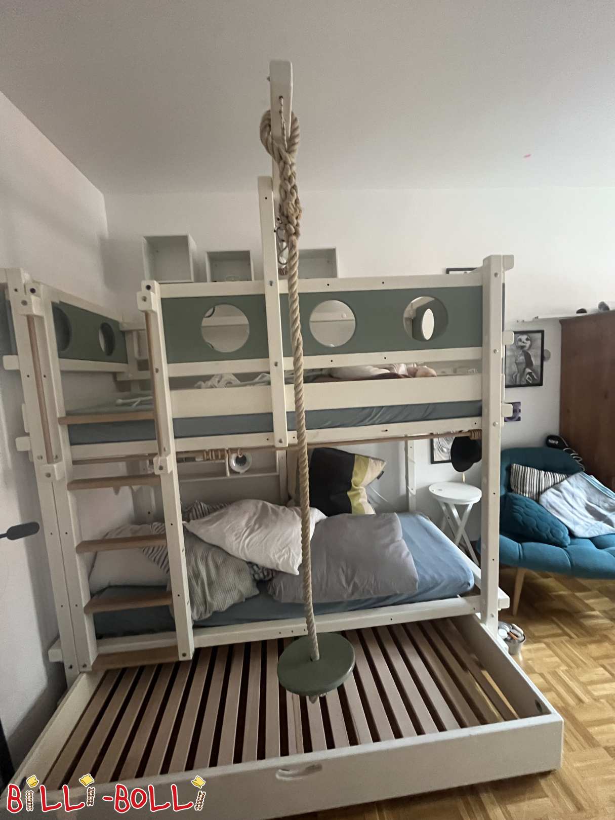 Etagenbett in weiß mit Auszugsbett (Kategorie: Etagenbett gebraucht)