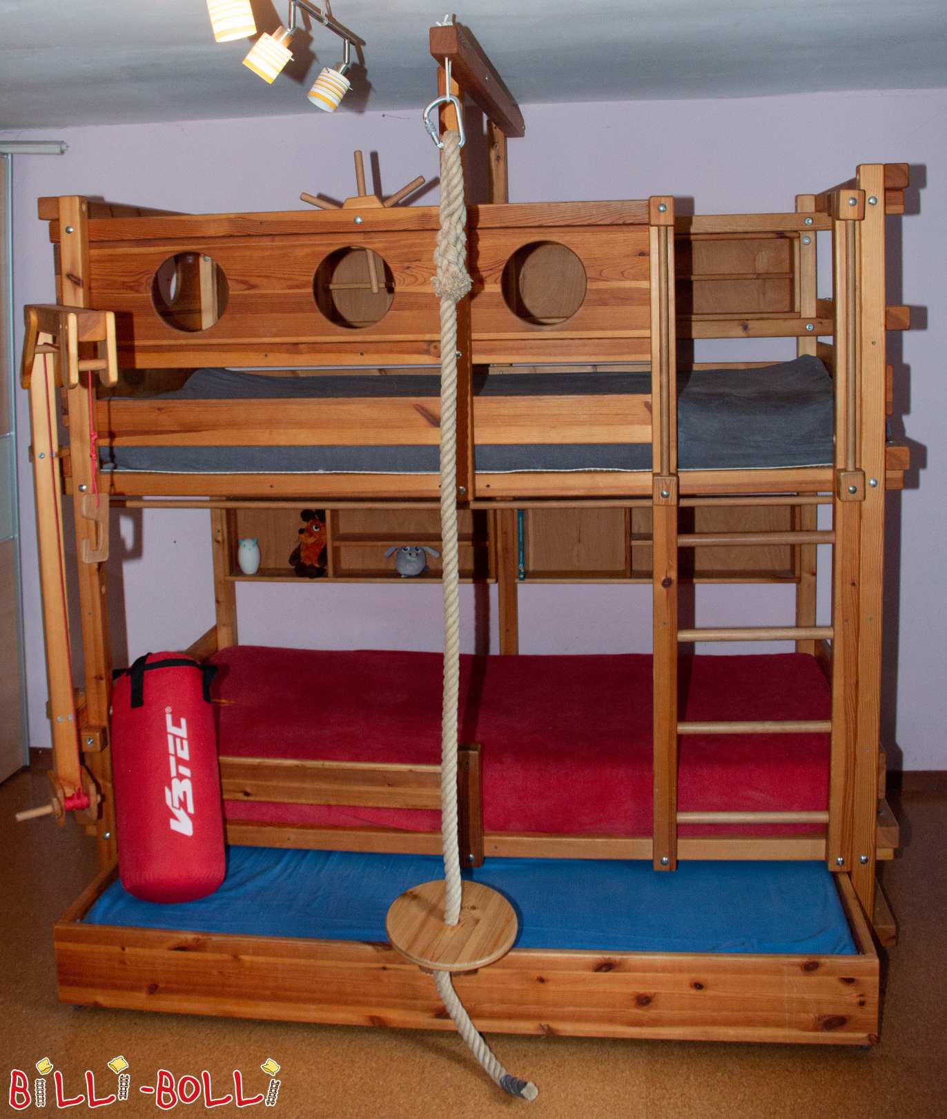 Etagenbett Kiefer 100x200 incl. Bettkastenbett und viel Zubehör (Kategorie: Etagenbett gebraucht)