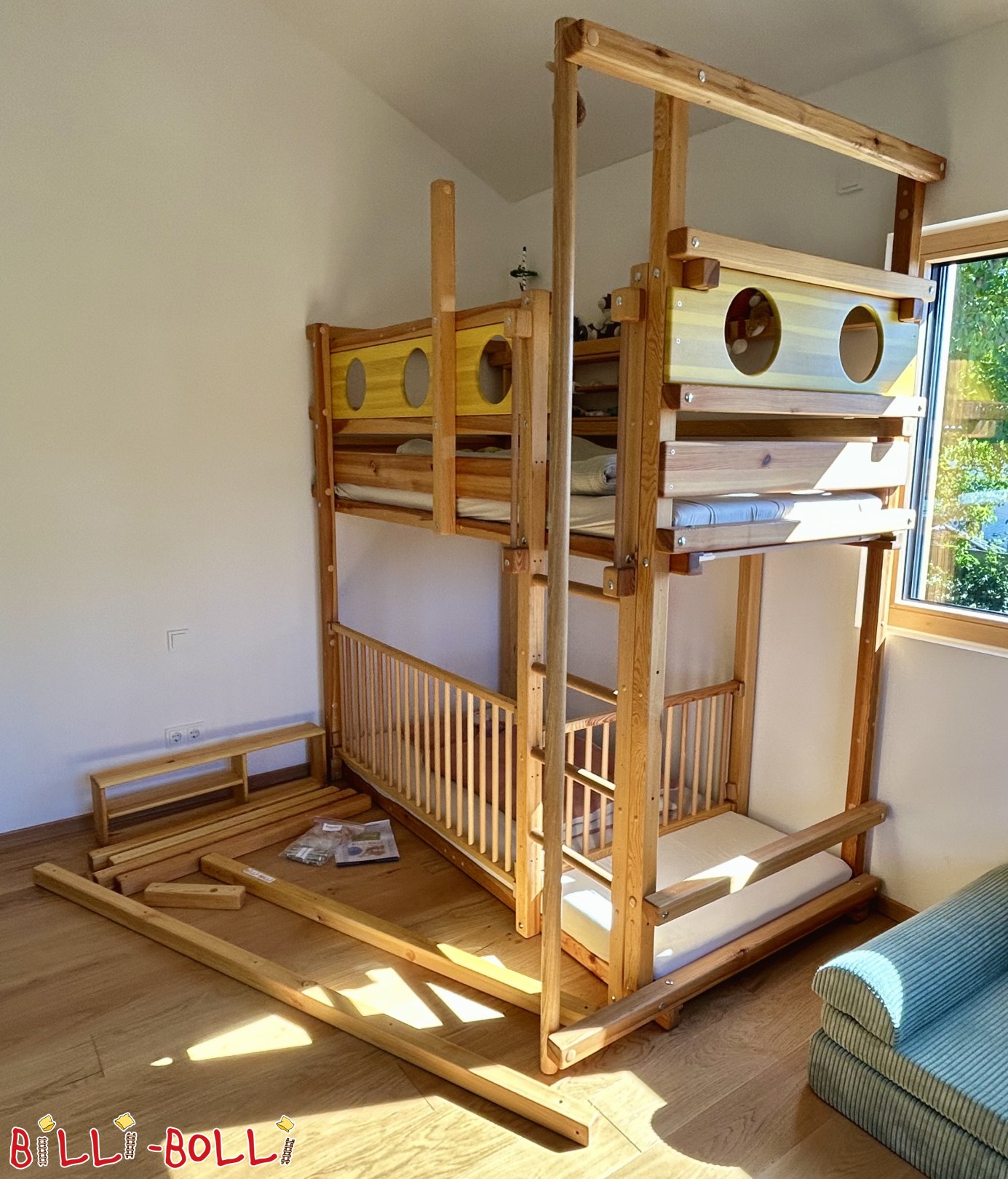 Etagenbett mit optionalen Gittern, Feuerwehrstange + weiterem Zubehör (Kategorie: Etagenbett gebraucht)