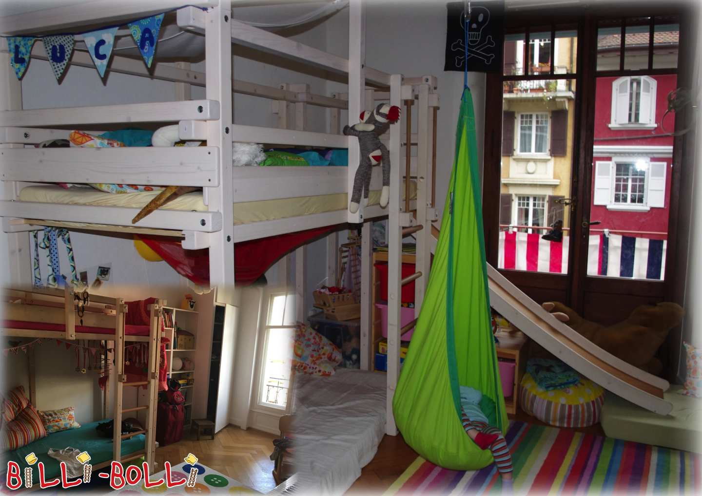 Etagenbett mit Rutschenturm/Rutsche, div. Umbausets, weiss lasiert (Kategorie: Etagenbett gebraucht)