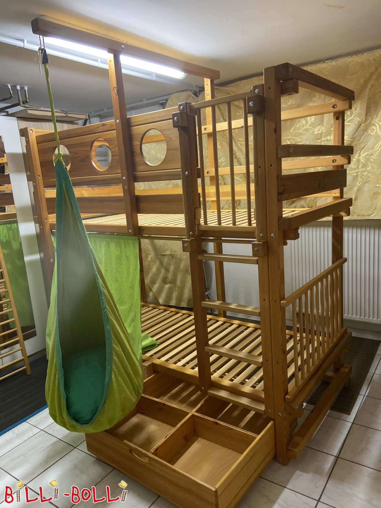 Etagenbett mit Themenbrett Koje + Babygitter Set und Hängehöhle (Kategorie: Etagenbett gebraucht)