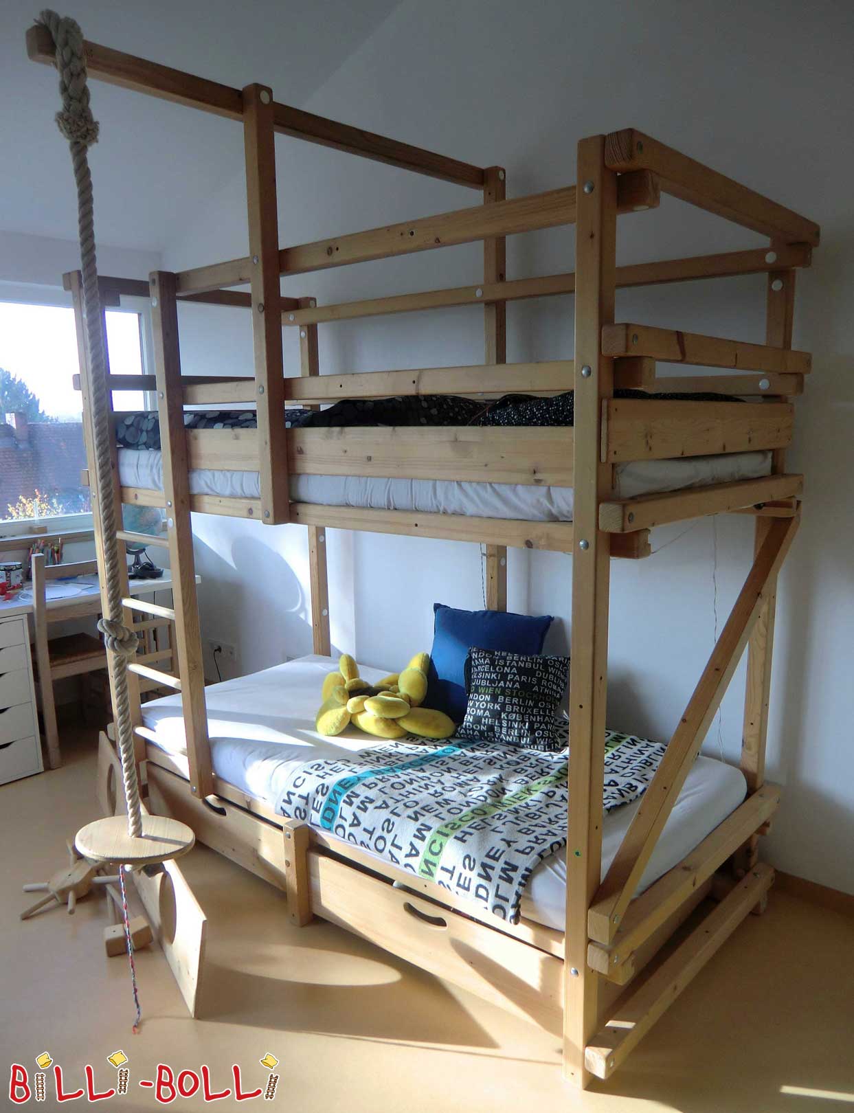 Etagenbett mitwachsend, 90 x 200 cm, Fichte unbehandelt (Etagenbett gebraucht)