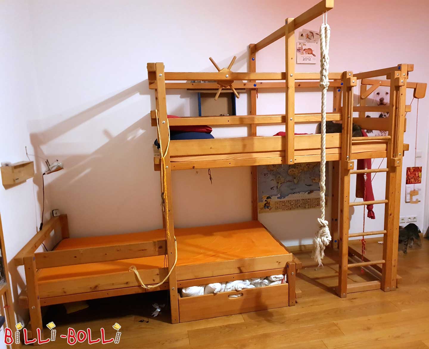 Etagenbett-seitlich-versetzt, 100 x 200 cm (Etagenbett gebraucht)