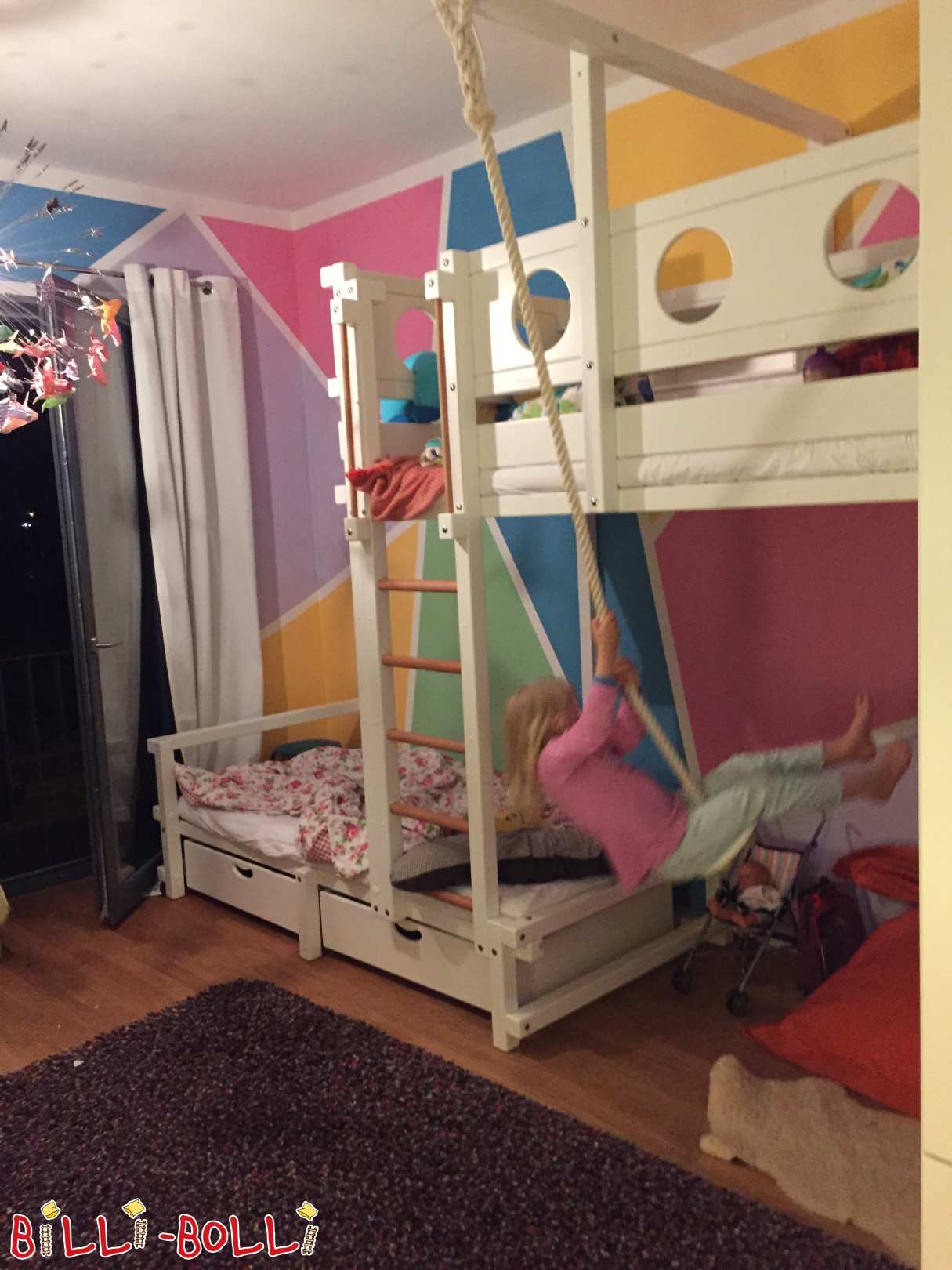 Etagenbett seitlich versetzt 100x200, viel Zubehör, Buche weiß, Berlin (Kategorie: Etagenbett-seitlich-versetzt gebraucht)