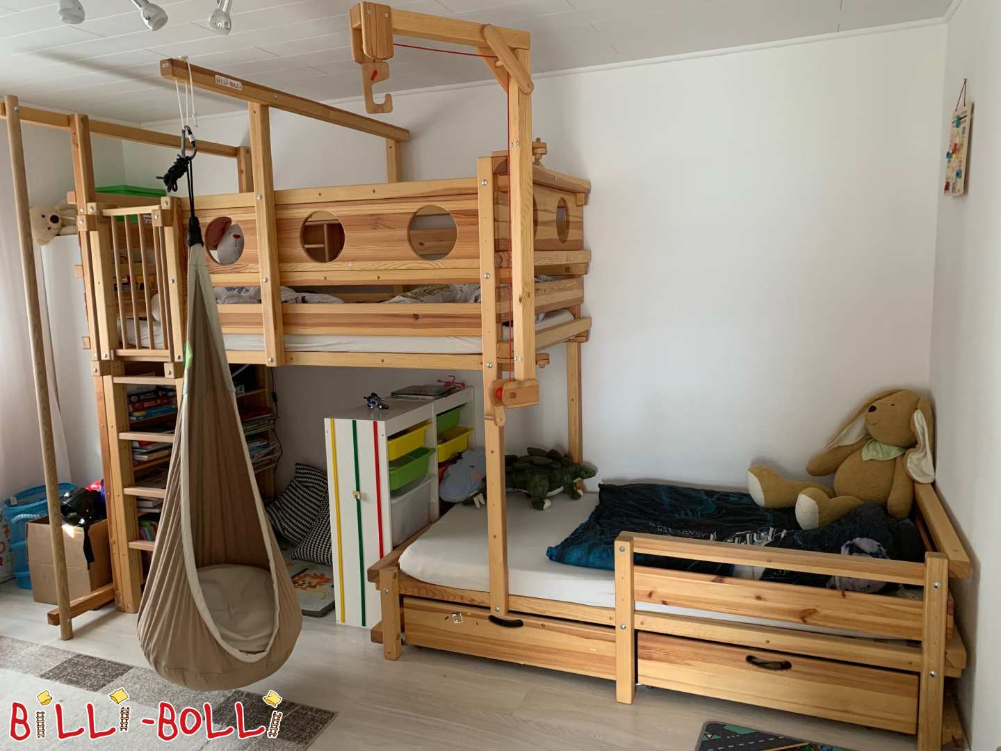 Etagenbett seitlich versetzt 3/4-Variante 100x200cm mit vielen Extras (Kategorie: Etagenbett-seitlich-versetzt gebraucht)