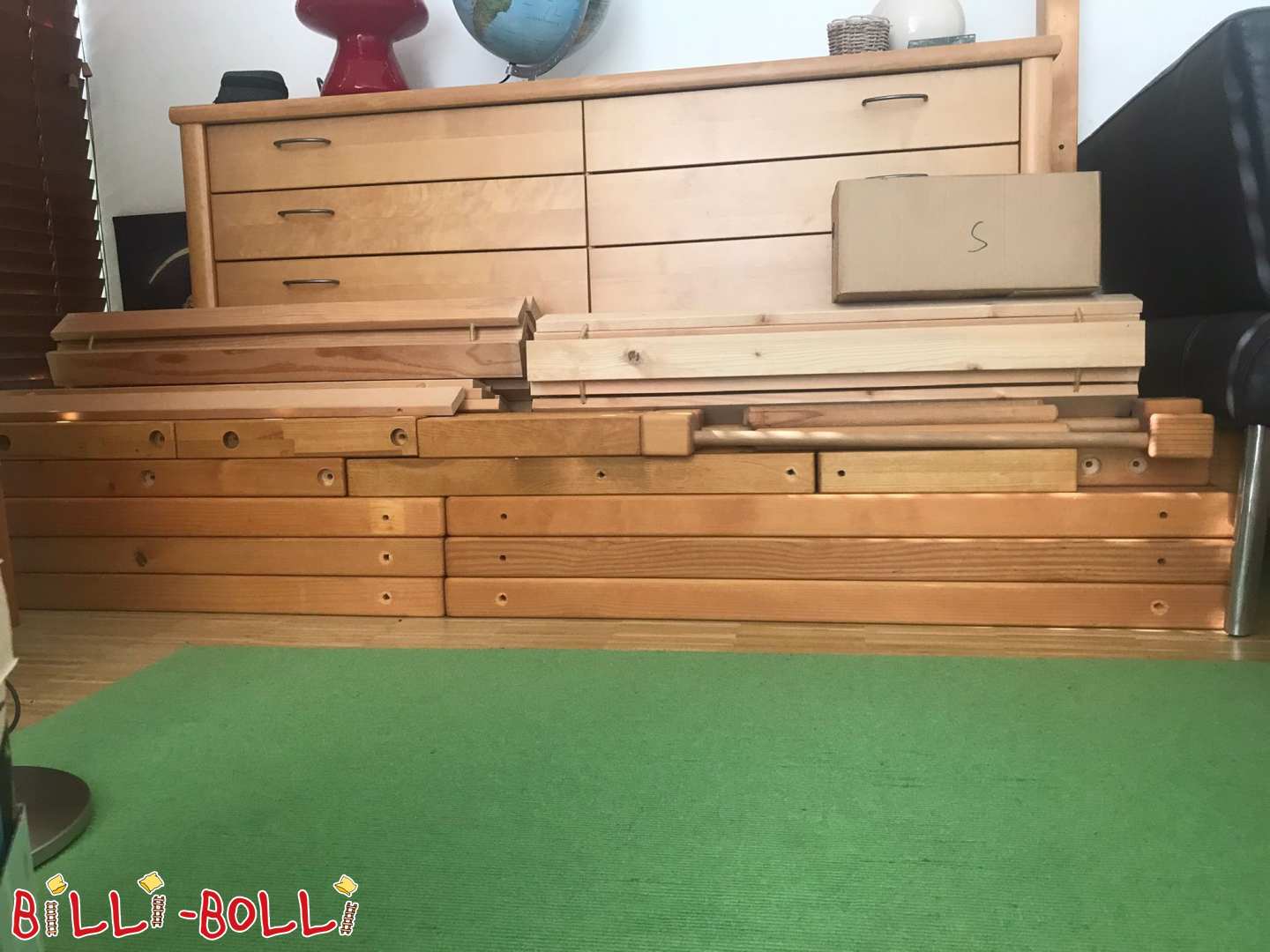 Etagenbett über Eck mit Zubehör, Fichte, honigf. geölt, Berlin (Kategorie: Etagenbett-über-Eck gebraucht)