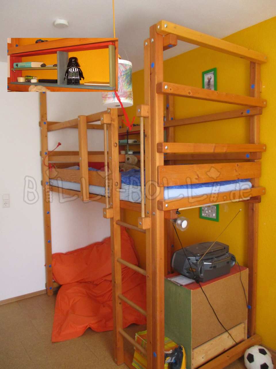 Hochbett (1), Fichte honigfarben geölt (Hochbett gebraucht) Hochbett (1), Fichte honigfarben geölt (Hochbett gebraucht)