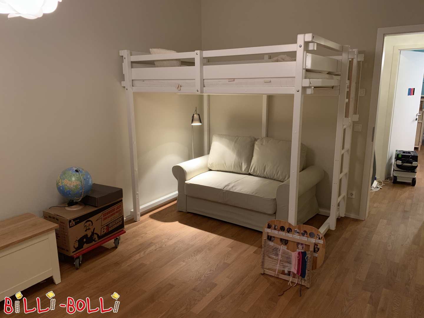 Hochbett 140x200 Buche weiß lackiert in Berlin (Kategorie: Jugend-Hochbett gebraucht)