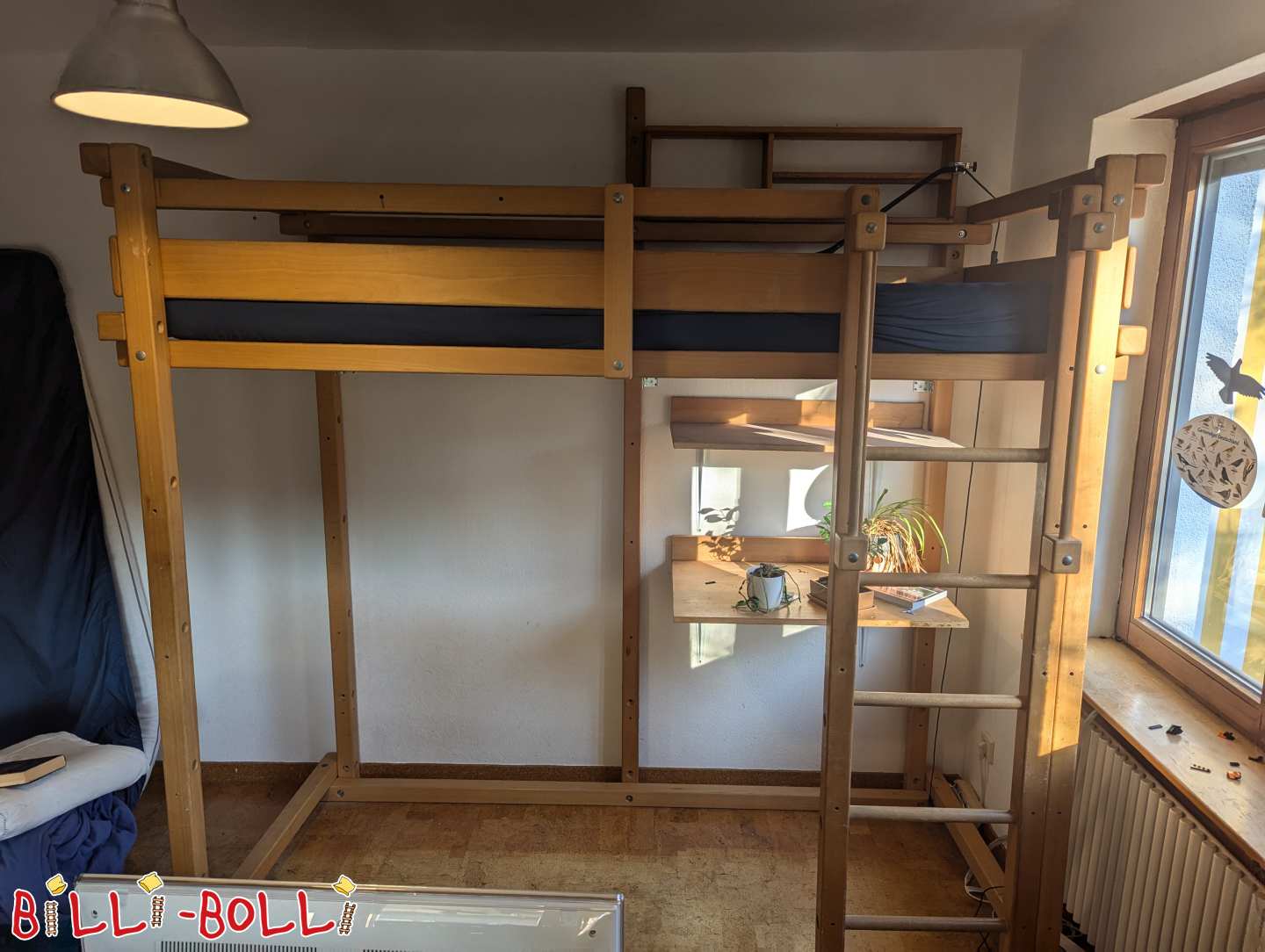 Hochbett 90x200 cm Matratzenmaß mit Miniregal (Kategorie: Hochbett mitwachsend gebraucht)