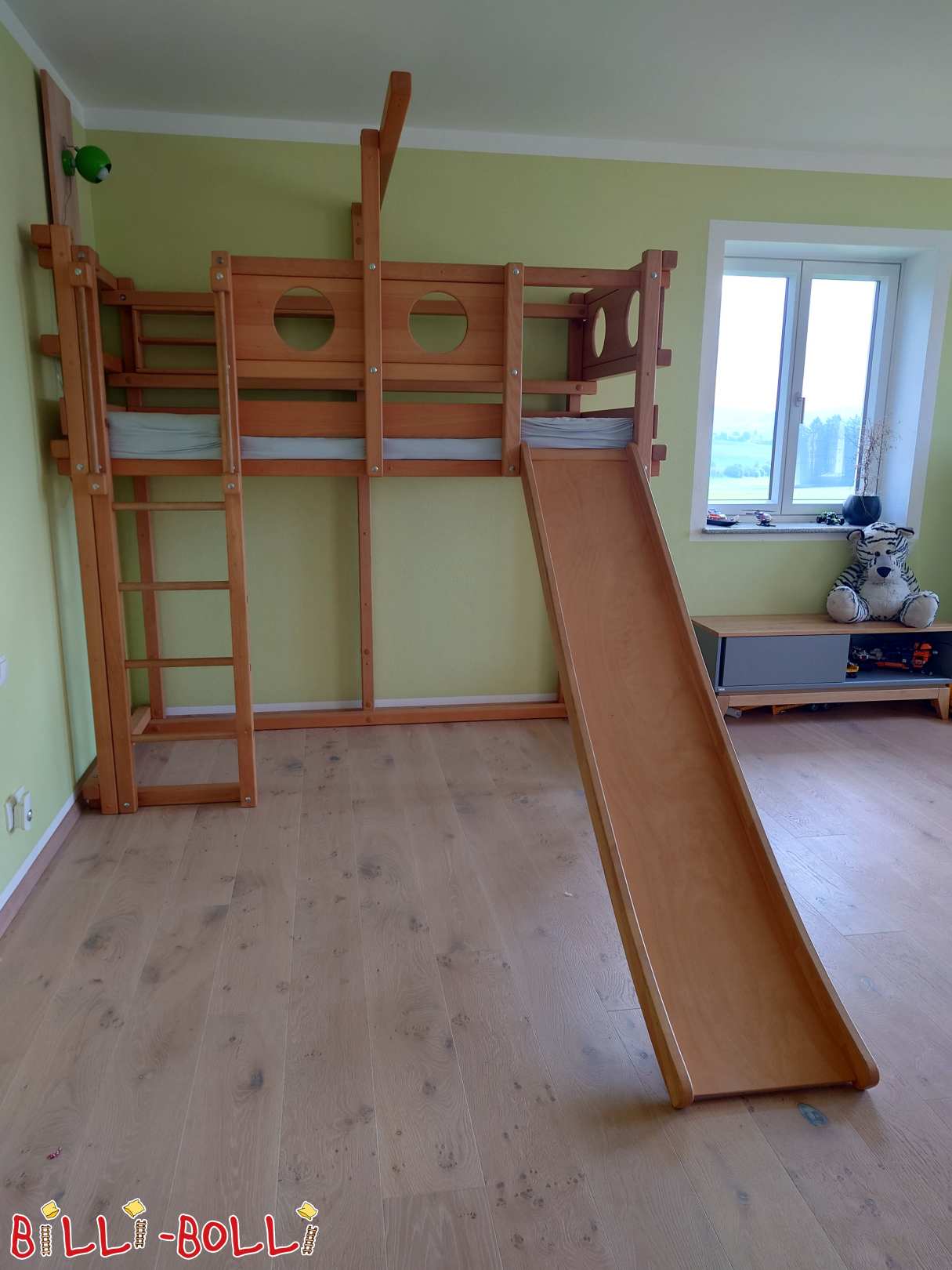 Hochbett in Buche mit Rutsche und Kojenbretter (Kategorie: Hochbett mitwachsend gebraucht)