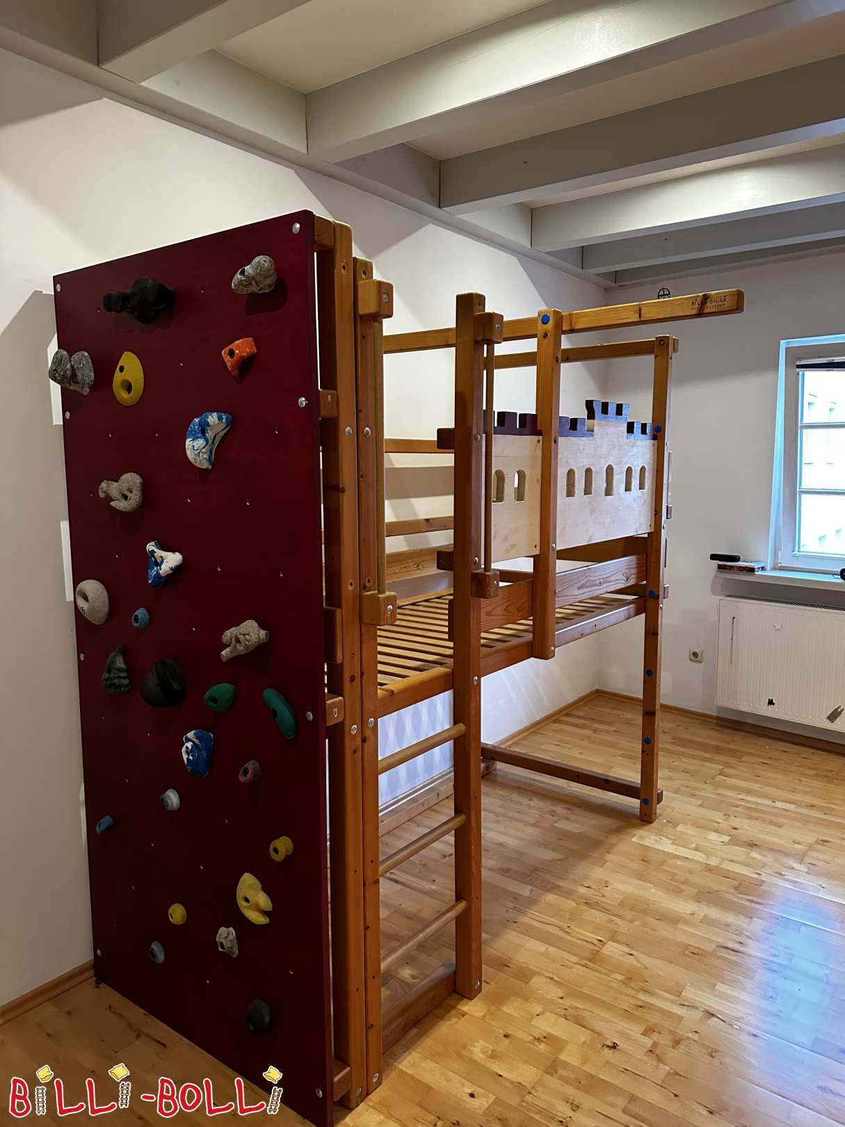Hochbett in Ritterburgoptik wahlweise mit Kletterwand (Kategorie: Hochbett mitwachsend gebraucht)