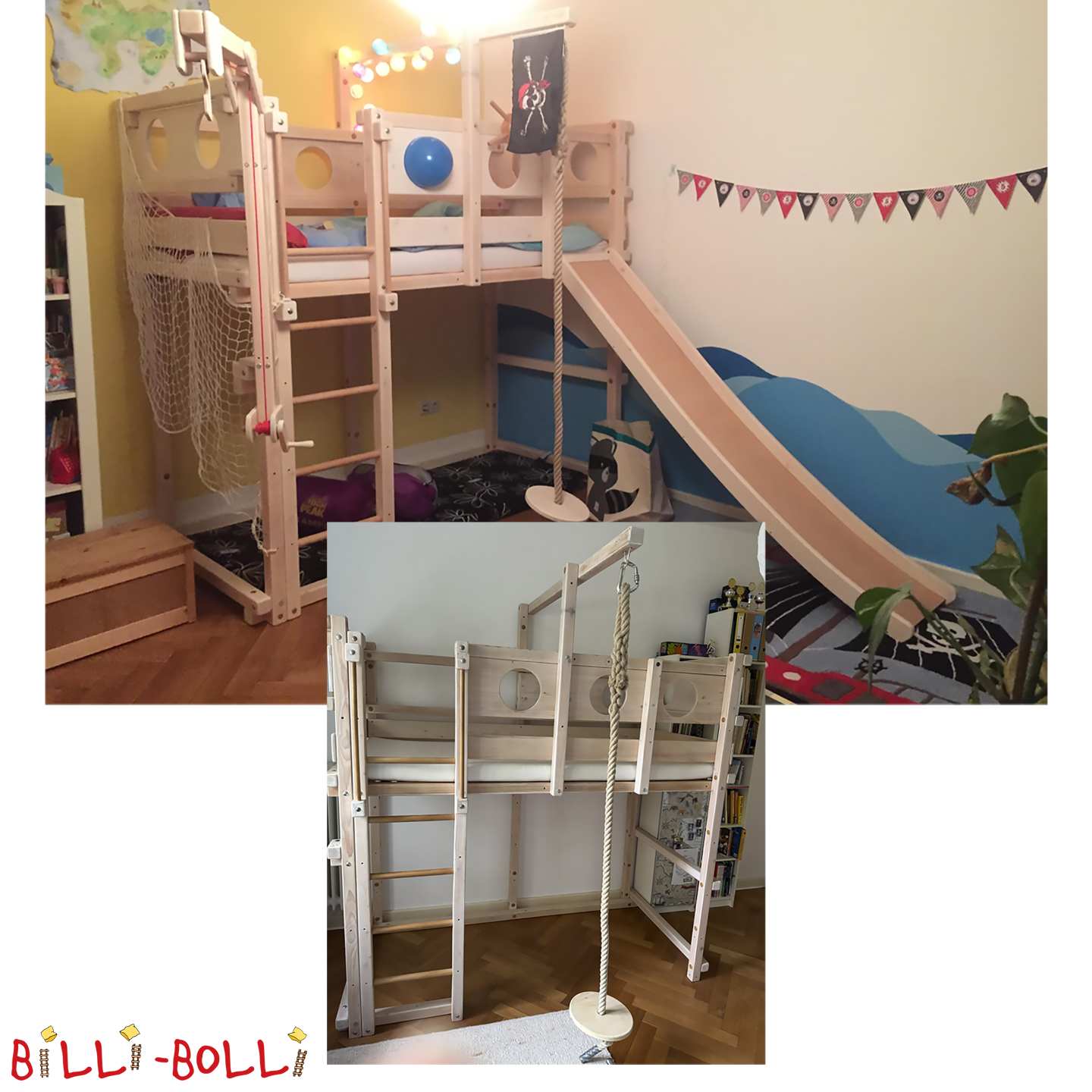 Hochbett, Kiefer, 90x200, mit Rutsche, Seil und Spielkran in Bremen (Kategorie: Hochbett mitwachsend gebraucht)