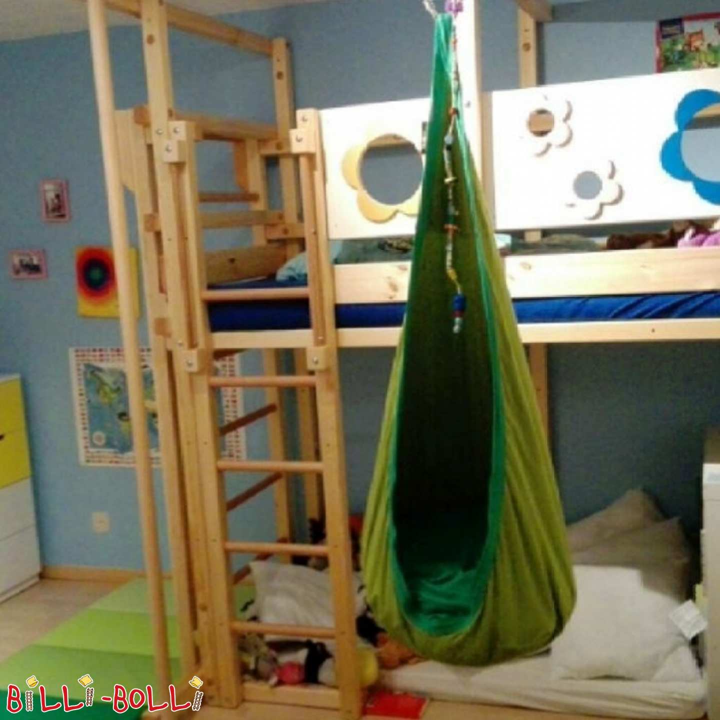 Hochbett mit Feuerwehrstange und Blumenbrettern (Hochbett gebraucht) Hochbett mit Feuerwehrstange und Blumenbrettern (Hochbett gebraucht)
