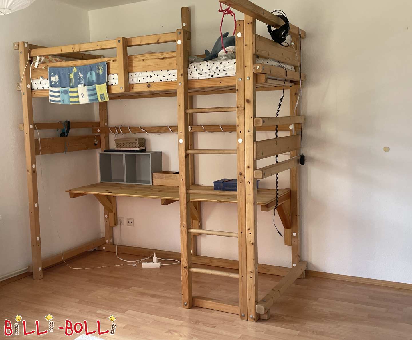 Hochbett mitwachsend + Umbauset Etagenbett + Schreibplatte lang (Kategorie: Hochbett mitwachsend gebraucht)