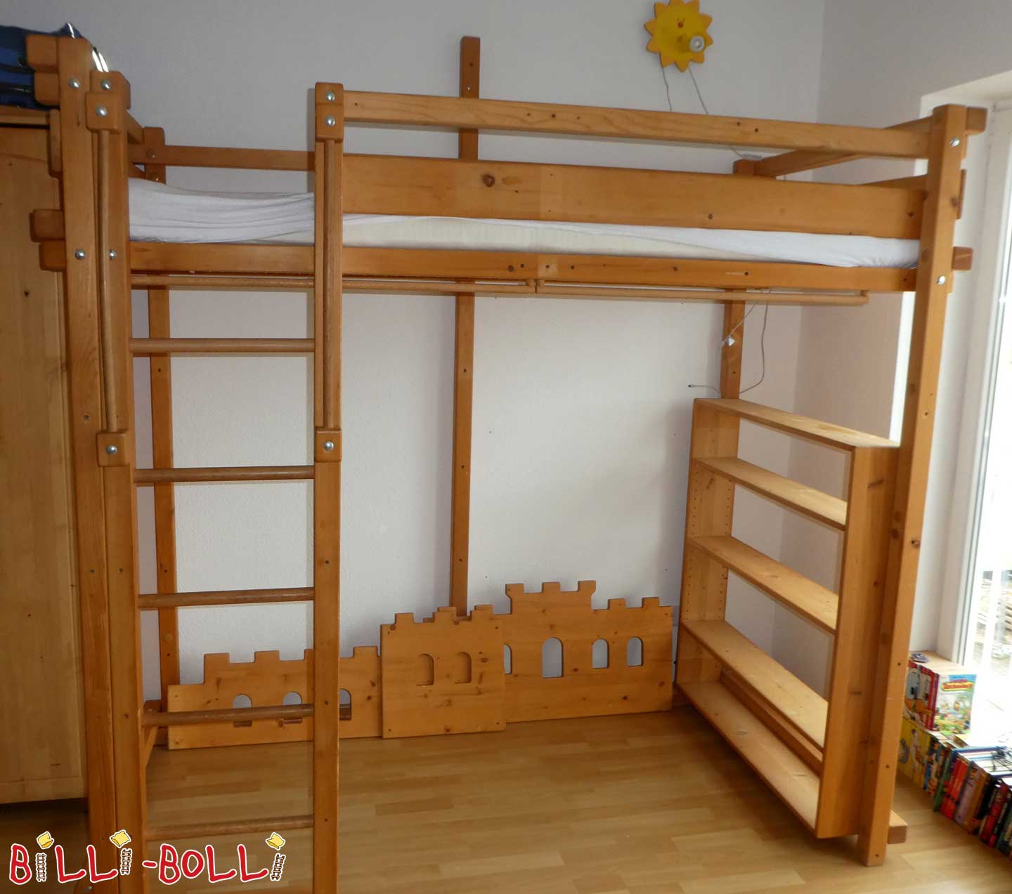 Hochbett, mitwachsend, 100 x 200 cm, Fichte honigfarben geölt (Hochbett gebraucht) Hochbett, mitwachsend, 100 x 200 cm, Fichte honigfarben geölt (Hochbett gebraucht)