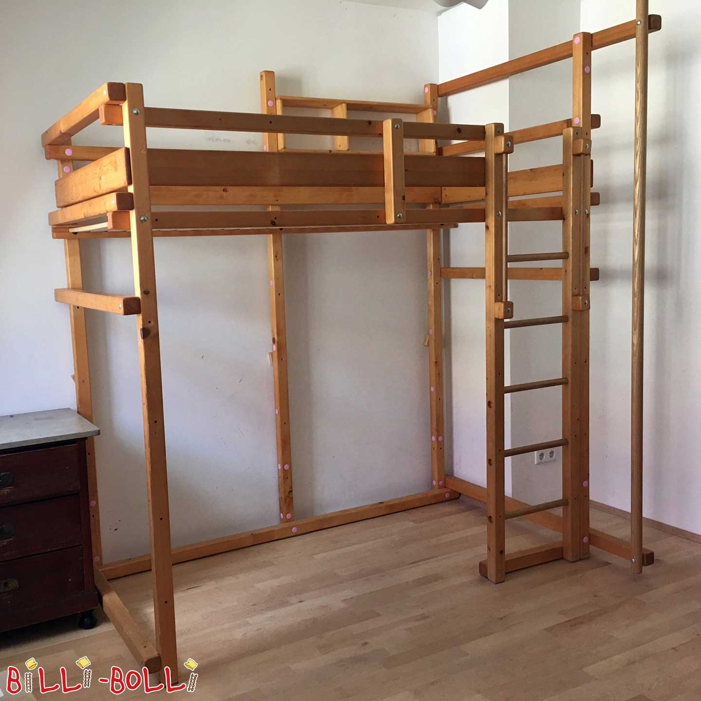 Hochbett mitwachsend, 100 x 200 cm, Fichte honigfarben geölt (Hochbett gebraucht) Hochbett mitwachsend, 100 x 200 cm, Fichte honigfarben geölt (Hochbett gebraucht)